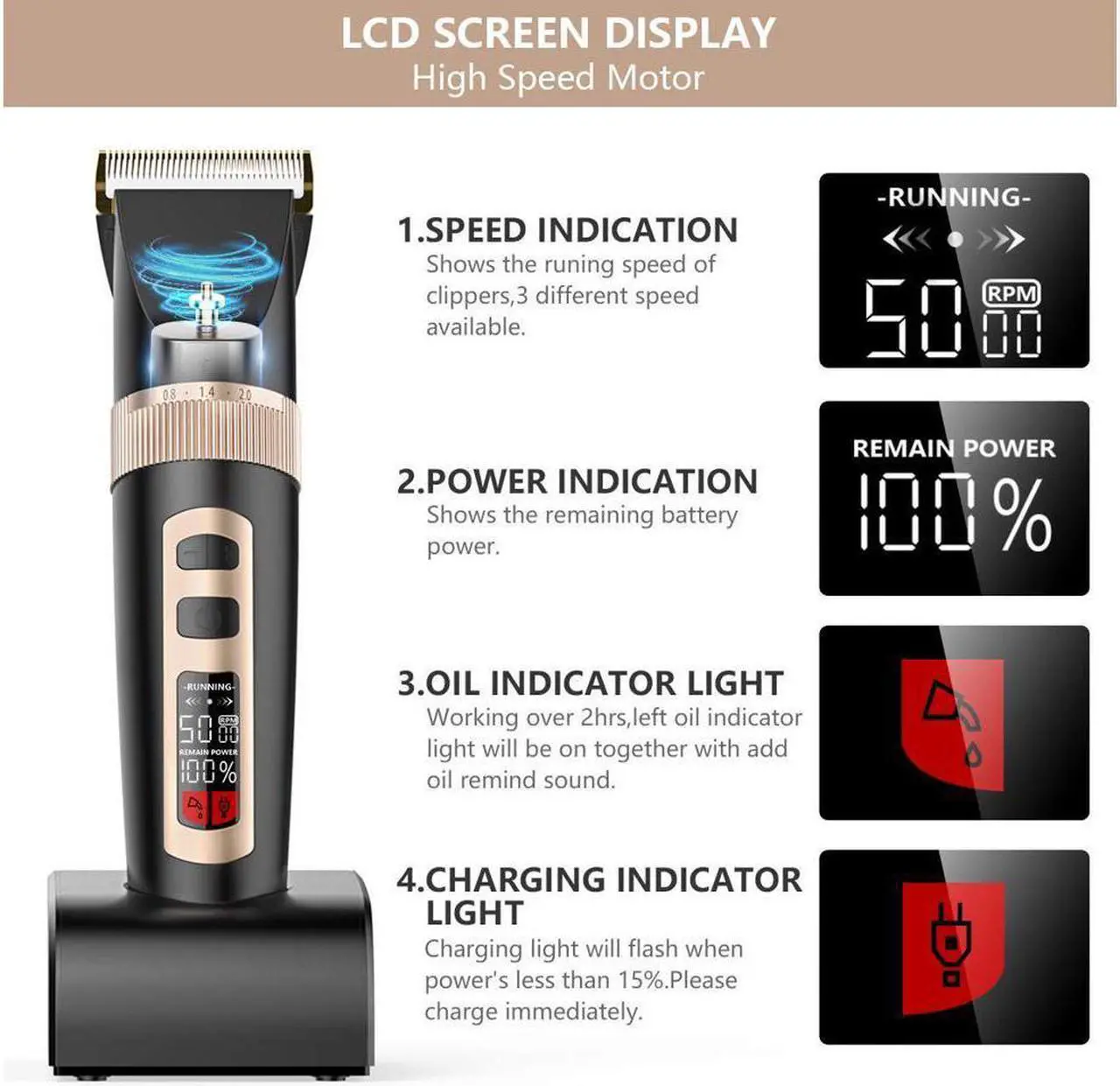Alt view image 7 of 7 - Dog Grooming Clippers Professional Heavy Duty 2 in 1 with Small Trimmer Blade Quiet Rechargeable Cordless Electric Hair Cutting Kit for Dogs Cats Pets