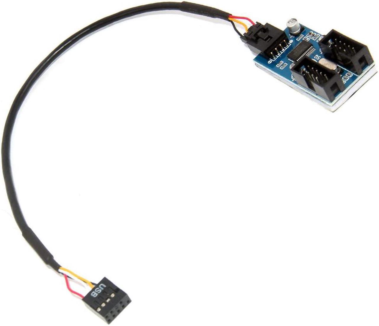 Alt view image 3 of 6 - 9pin USB Header Male 1 to 2/4 Female Extension Cable Card Desktop 9-Pin USB HUB USB 2.0 9 pin Connector Adapter Port Multilier