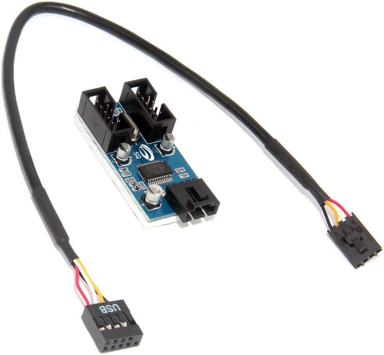 Alt view image 5 of 6 - 9pin USB Header Male 1 to 2/4 Female Extension Cable Card Desktop 9-Pin USB HUB USB 2.0 9 pin Connector Adapter Port Multilier