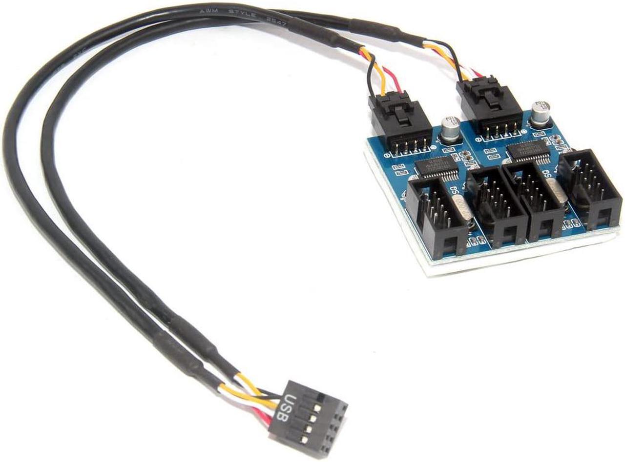 Main image of 9pin USB Header Male 1 to 2/4 Female Extension Cable Card Desktop 9-Pin USB HUB USB 2.0 9 pin Connector Adapter Port Multilier