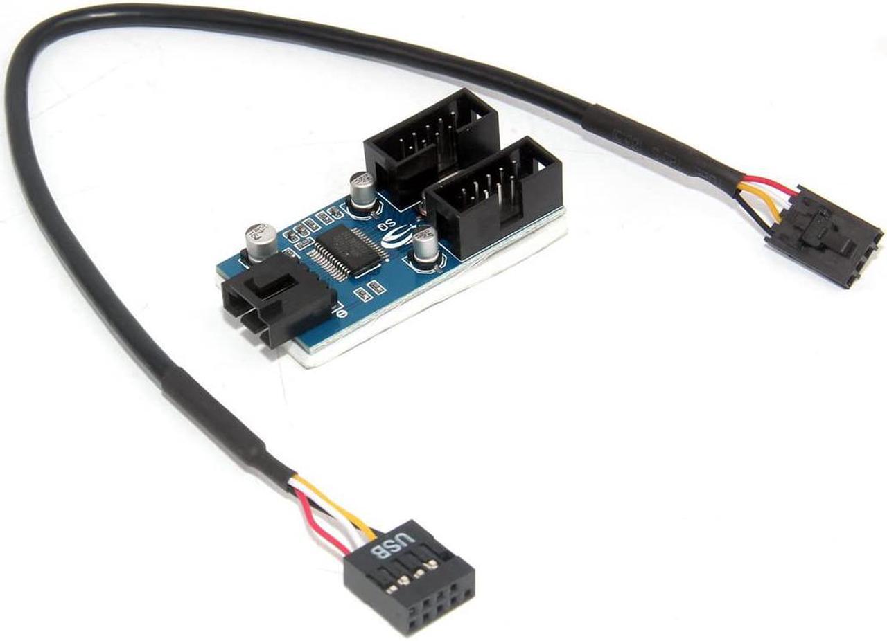 Main image of 9pin USB Header Male 1 to 2/4 Female Extension Cable Card Desktop 9-Pin USB HUB USB 2.0 9 pin Connector Adapter Port Multilier