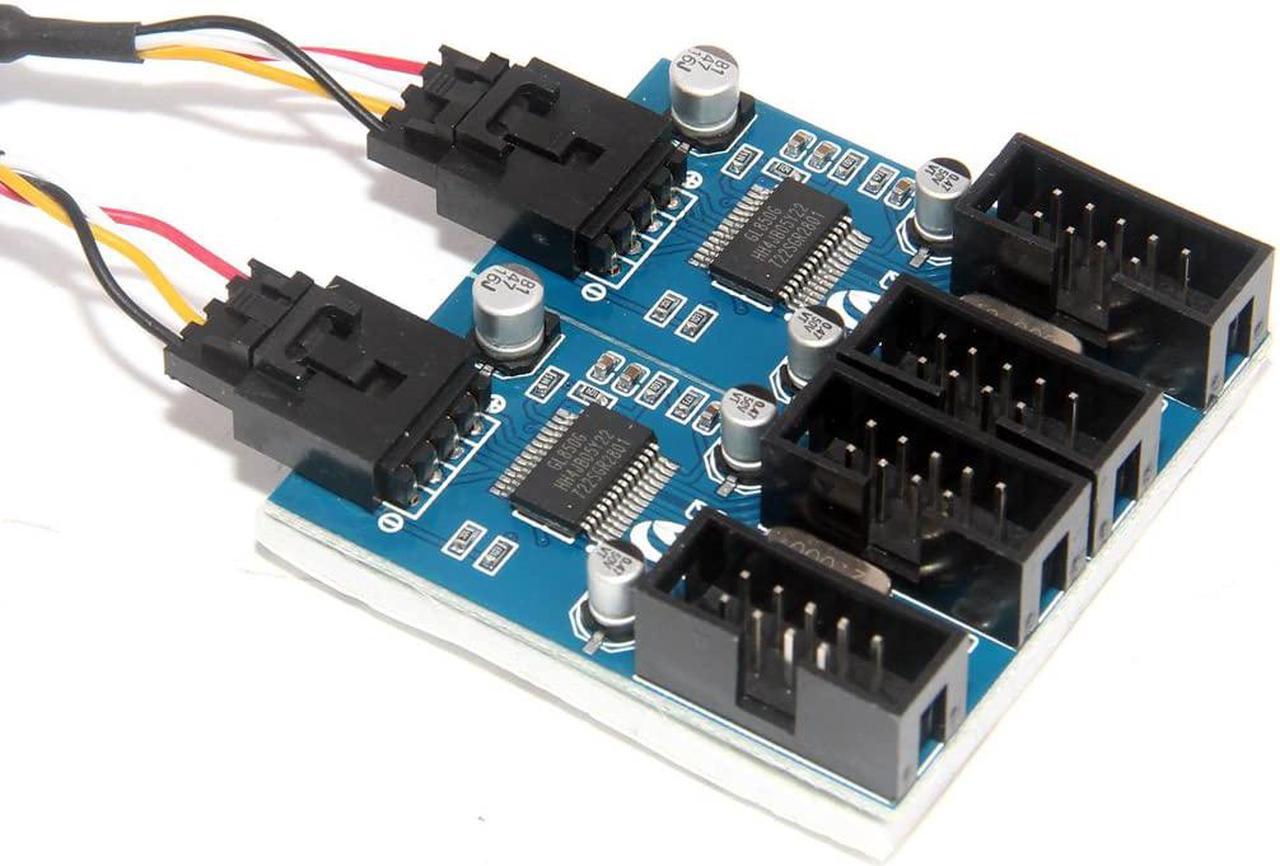 Alt view image 4 of 5 - 9pin USB Header Male 1 to 2/4 Female Extension Cable Card Desktop 9-Pin USB HUB USB 2.0 9 pin Connector Adapter Port Multilier