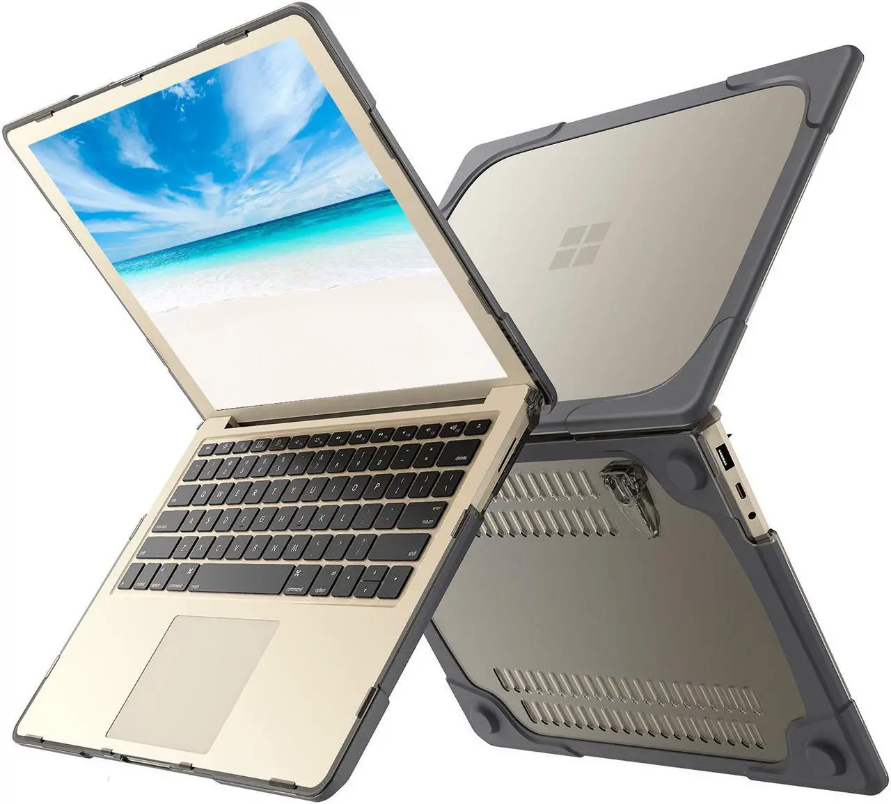 Alt view image 5 of 7 - Surface Laptop 3 15 inch Case with Keyboard Cover [Heavy Duty] Slim Rubberized Shockproof Hard Cover with Fold Kickstand for Microsoft Surface Laptop 3 15 inch cover Model 1873