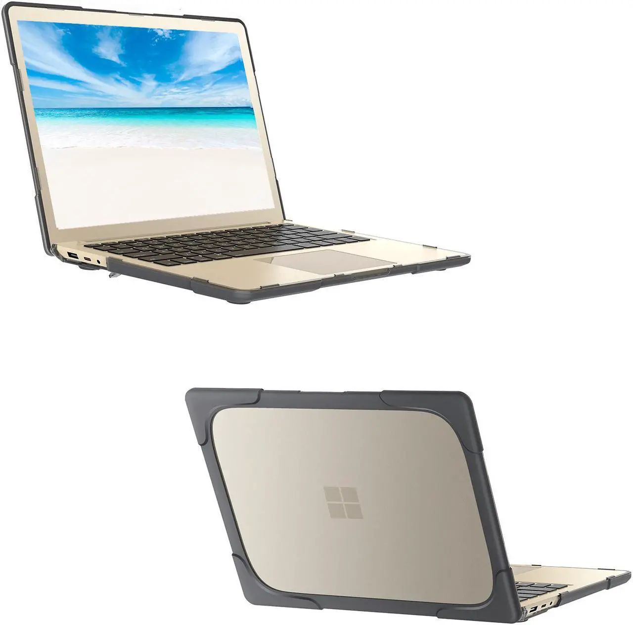 Alt view image 6 of 7 - Surface Laptop 3 15 inch Case with Keyboard Cover [Heavy Duty] Slim Rubberized Shockproof Hard Cover with Fold Kickstand for Microsoft Surface Laptop 3 15 inch cover Model 1873