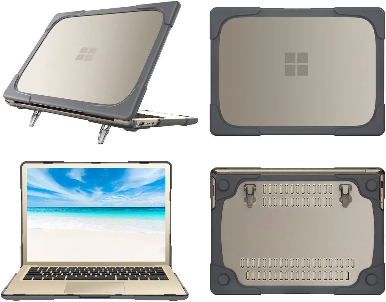 Alt view image 4 of 7 - Surface Laptop 3 15 inch Case with Keyboard Cover [Heavy Duty] Slim Rubberized Shockproof Hard Cover with Fold Kickstand for Microsoft Surface Laptop 3 15 inch cover Model 1873