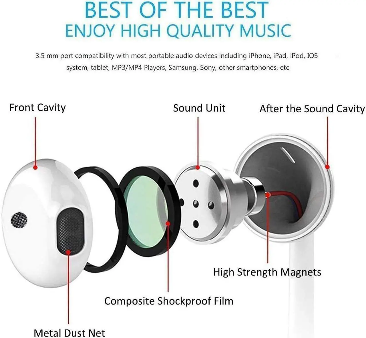 Alt view image 6 of 6 - Lighting Connector Earbuds Earphone Wired Headphones Headset with Mic and Volume Control,Compatible with Apple iPhone 11 Pro Max/Xs Max/XR/X/7/8/8 Plus and Play Head Cleaners
