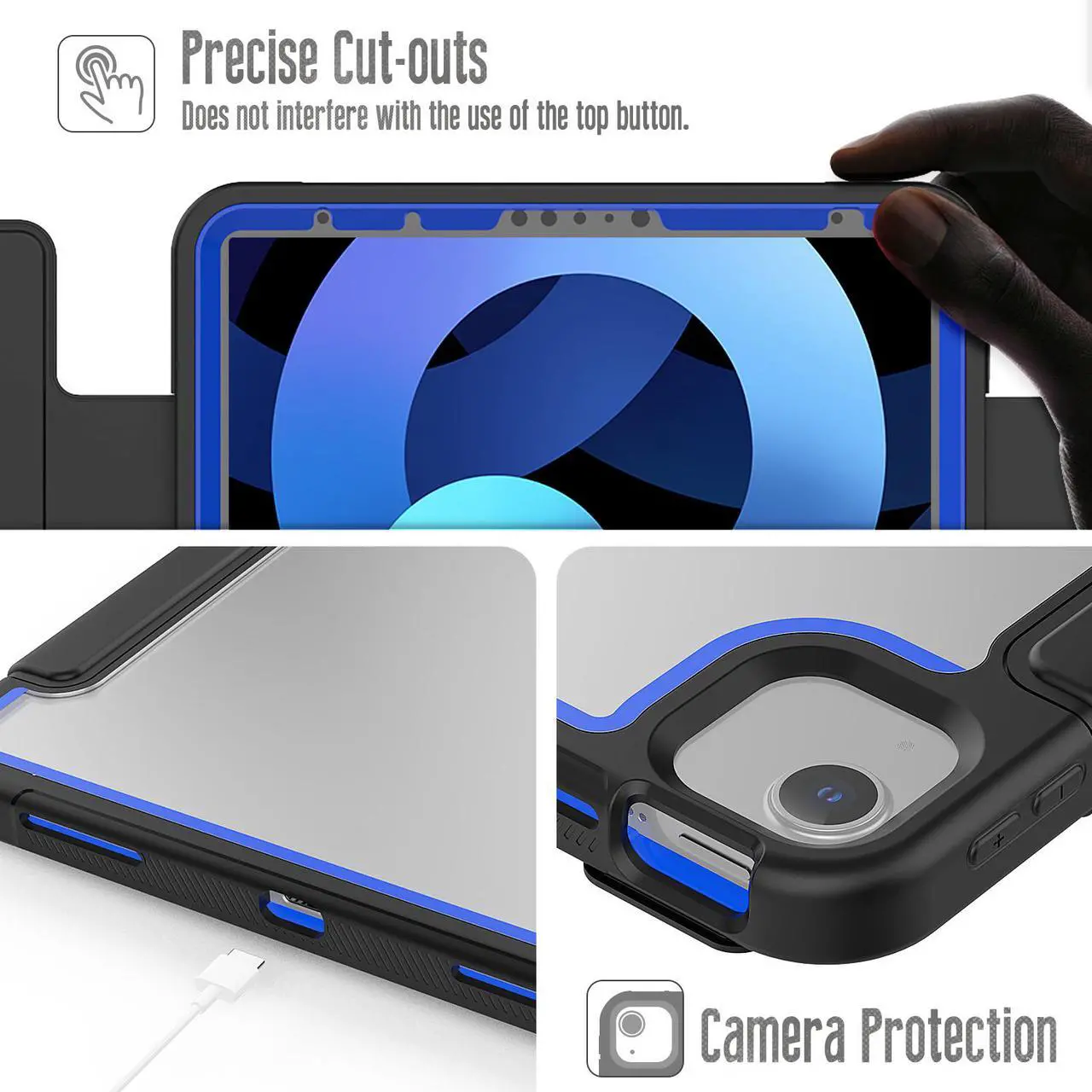 Alt view image 6 of 6 - iPad Air 4 10.9 2020 Case with Pencil Holder Smart Stand Cover with Auto Wake Sleep for iPad Air 4th Generation 10.9 Inch Model A2324 A2072 A2316 A2325