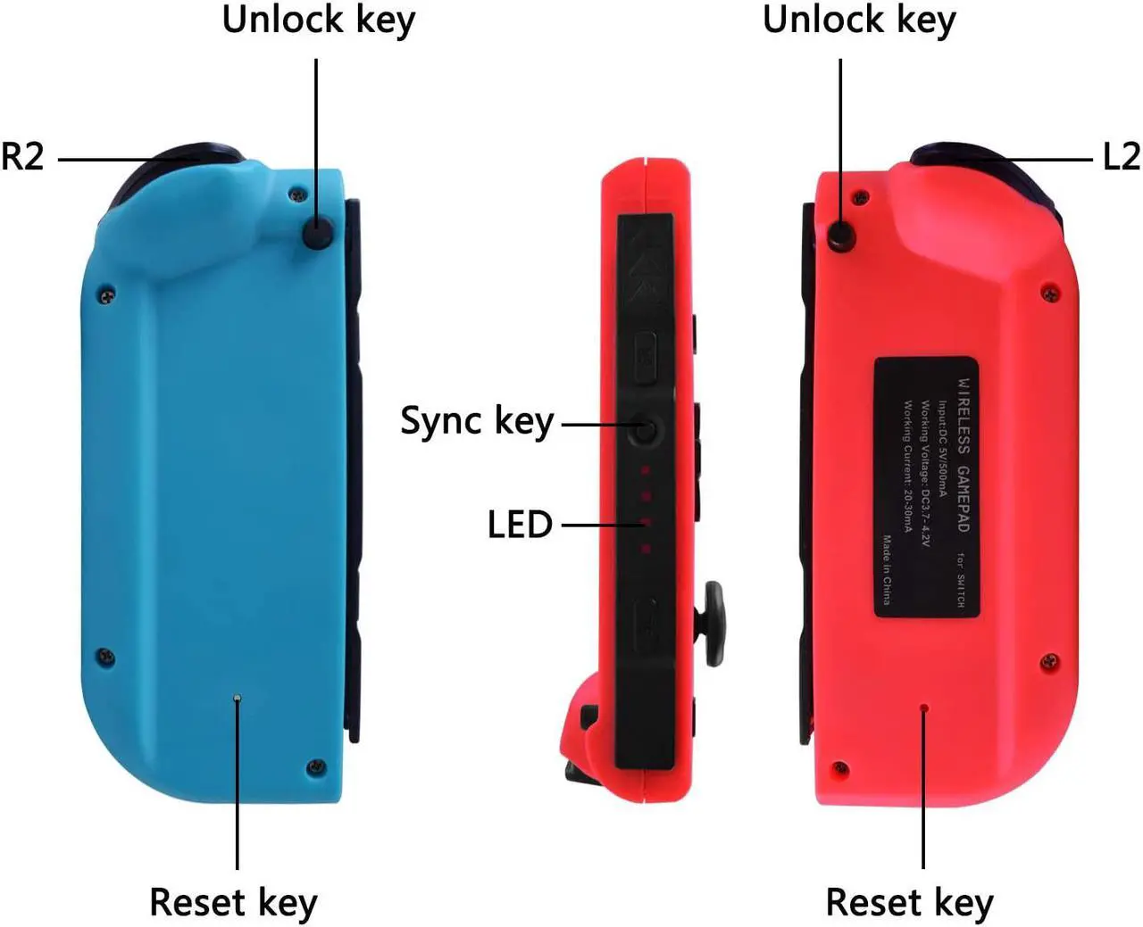 Alt view image 3 of 7 - Wireless Switch Joy Con Pad, Replacement for Nintendo Switch Joy Con Controller, Compatible with Nintendo Switch Console, Support Dual Vibration