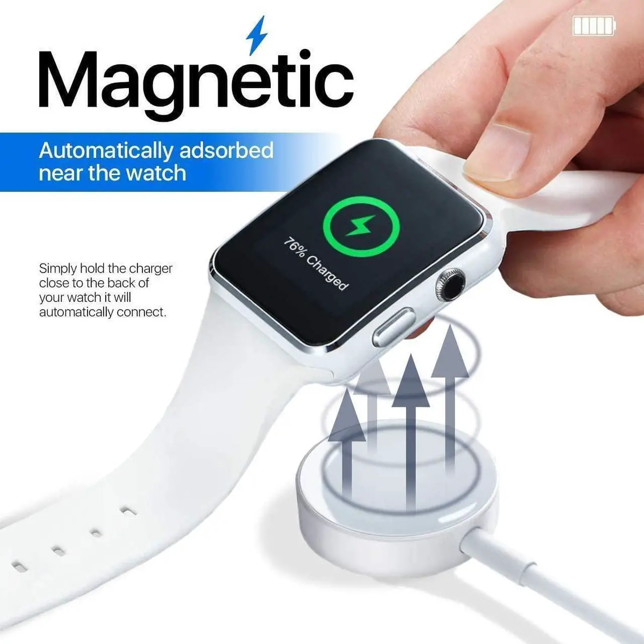 Alt view image 4 of 7 - Wireless Charger Compatible with Apple Watch Series 6 5 4 3 2 1 SE– Magnetic Charging Cable
