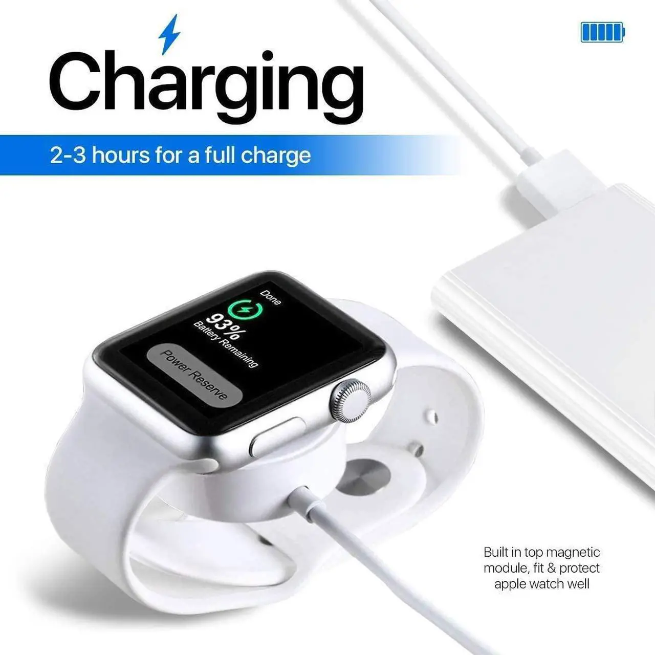 Alt view image 5 of 7 - Wireless Charger Compatible with Apple Watch Series 6 5 4 3 2 1 SE– Magnetic Charging Cable