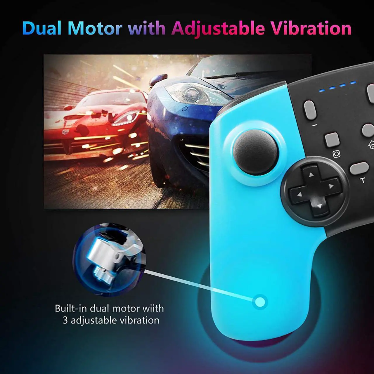 Alt view image 4 of 6 - Wireless Pro Controller Compatible with Switch / Switch Lite, Rechargeable Battery Replacement Remote Extra Gamepad Joystick, Support Motion Control and Dual Shock