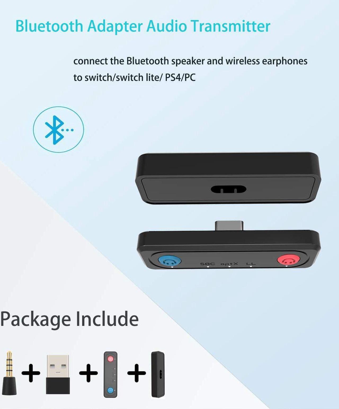 Alt view image 2 of 6 - Switch Bluetooth Adapter for PS4, PC, Nintendo Switch Lite Bluetooth Adapter, Support Dual Stream-Two Sound and Mic Speak. APTX Technology Supply Low Lag and Quality Voice for Switch Adapter