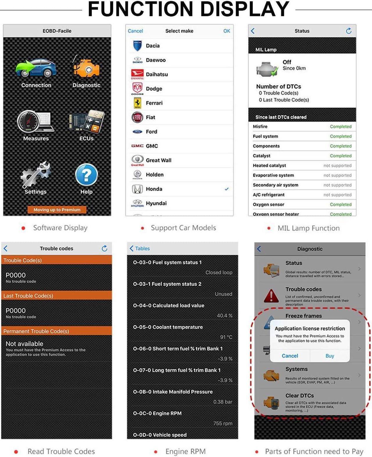 Alt view image 3 of 7 - Vgate iCar 2 WiFi EOBD OBDII OBD 2 Interface Code Reader Diagnostic Tool for Android iOS Windows