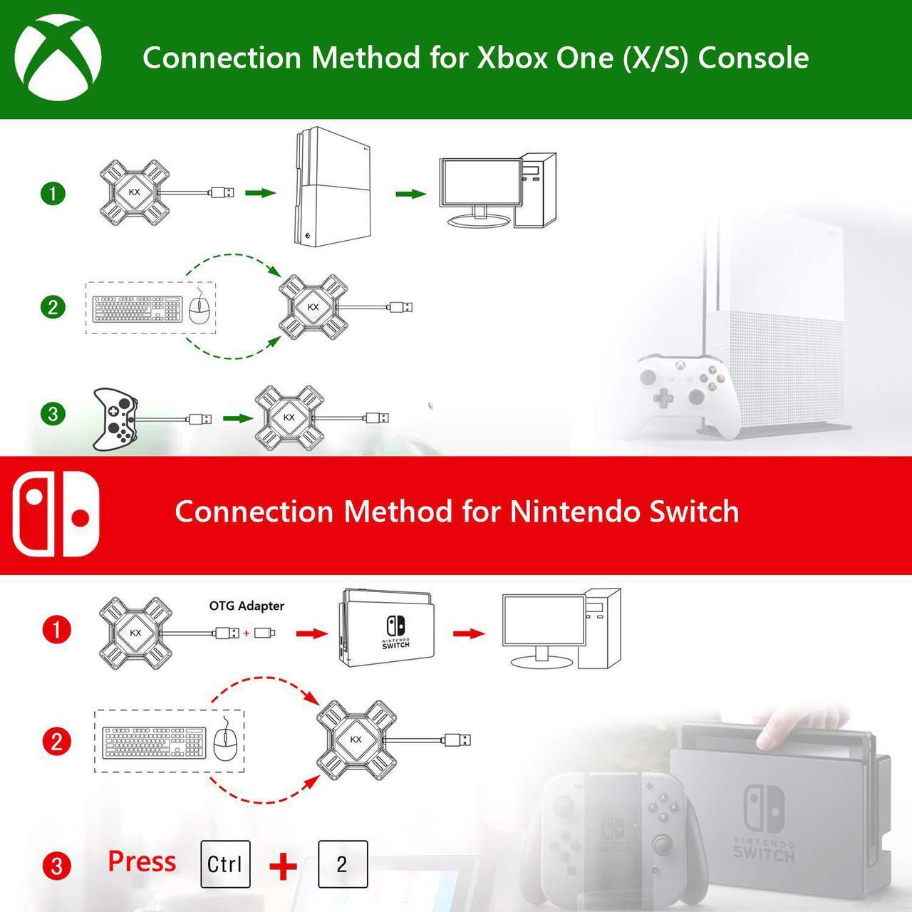 Alt view image 4 of 7 - Keyboard and Mouse Adapter Controller Converter Adapter for Nintendo Switch PS4 PS4 Pro PS4 Slim XBOX PS3 PS3 Slim Keyboard Adapter for Games Like FPS, TPS, RPG and RTS, etc