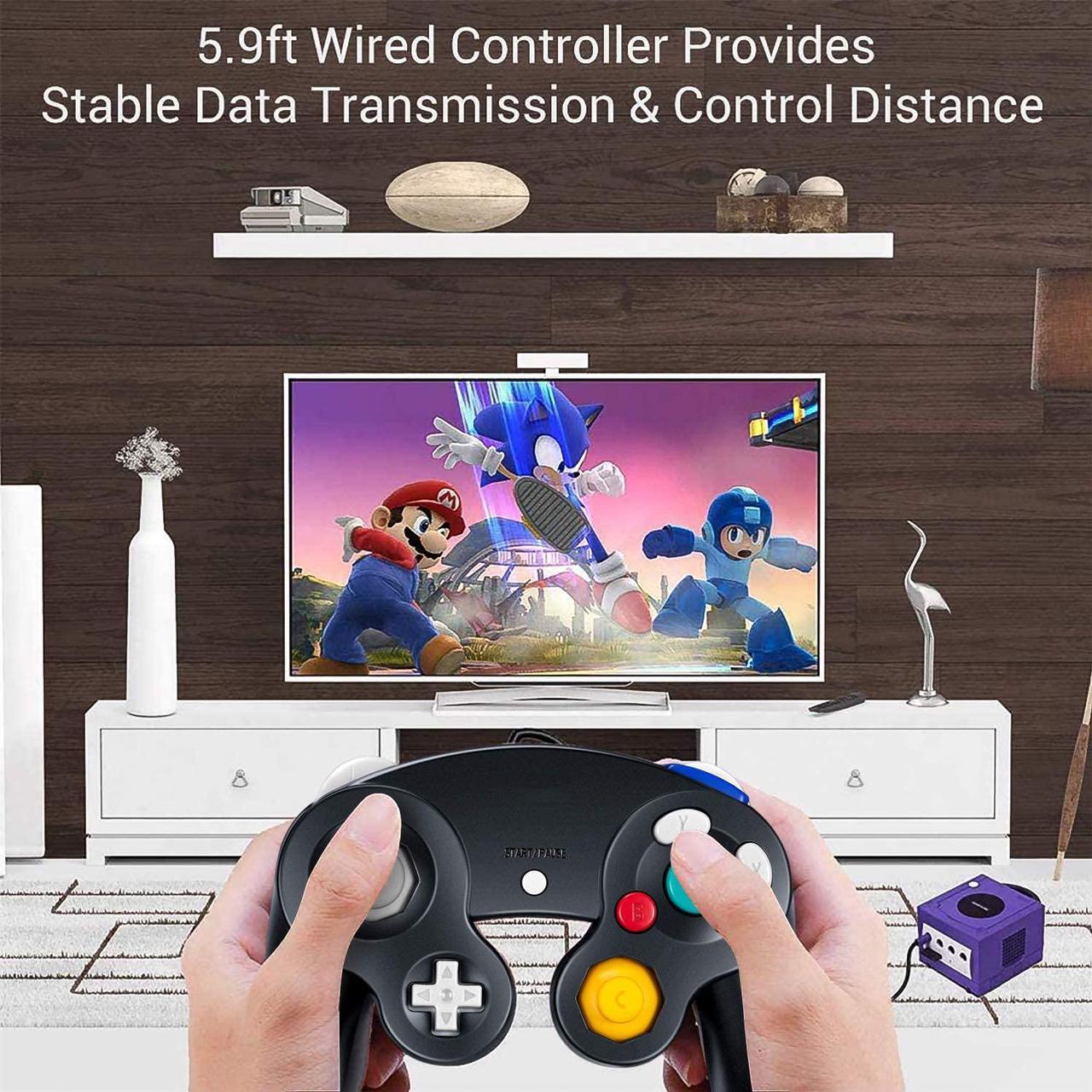 Alt view image 6 of 6 - Gamecube Controller Wired Controllers Classic Gamepad 2 Pack Joystick for Nintendo and Wii Console Game Remote