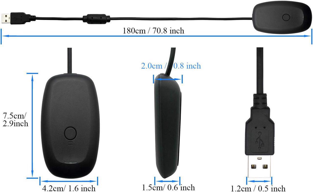 Alt view image 3 of 7 - Wireless USB Gaming Receiver Adapter for Microsoft Xbox One 360 Controllers, Desktop PC Laptop Gaming Adapter for Windows PC