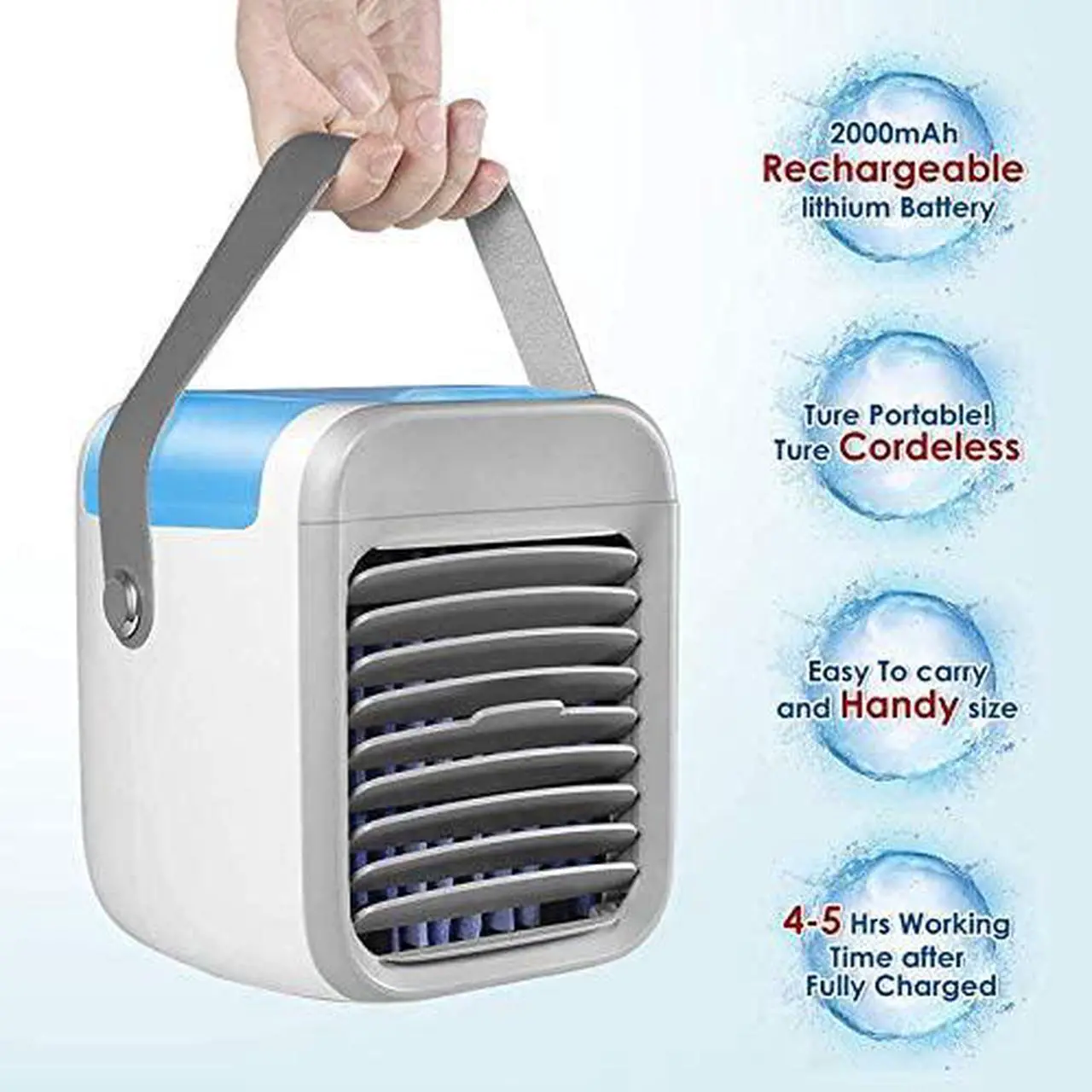Alt view image 4 of 7 - Portable Air Conditioner, Personal Air Cooler 3-in-1 Air Conditioner, Compact Evaporative Cooler Air Humidifier, 3 Wind Speed Desktop Air Conditioner Fan, Suitable for Home/Office