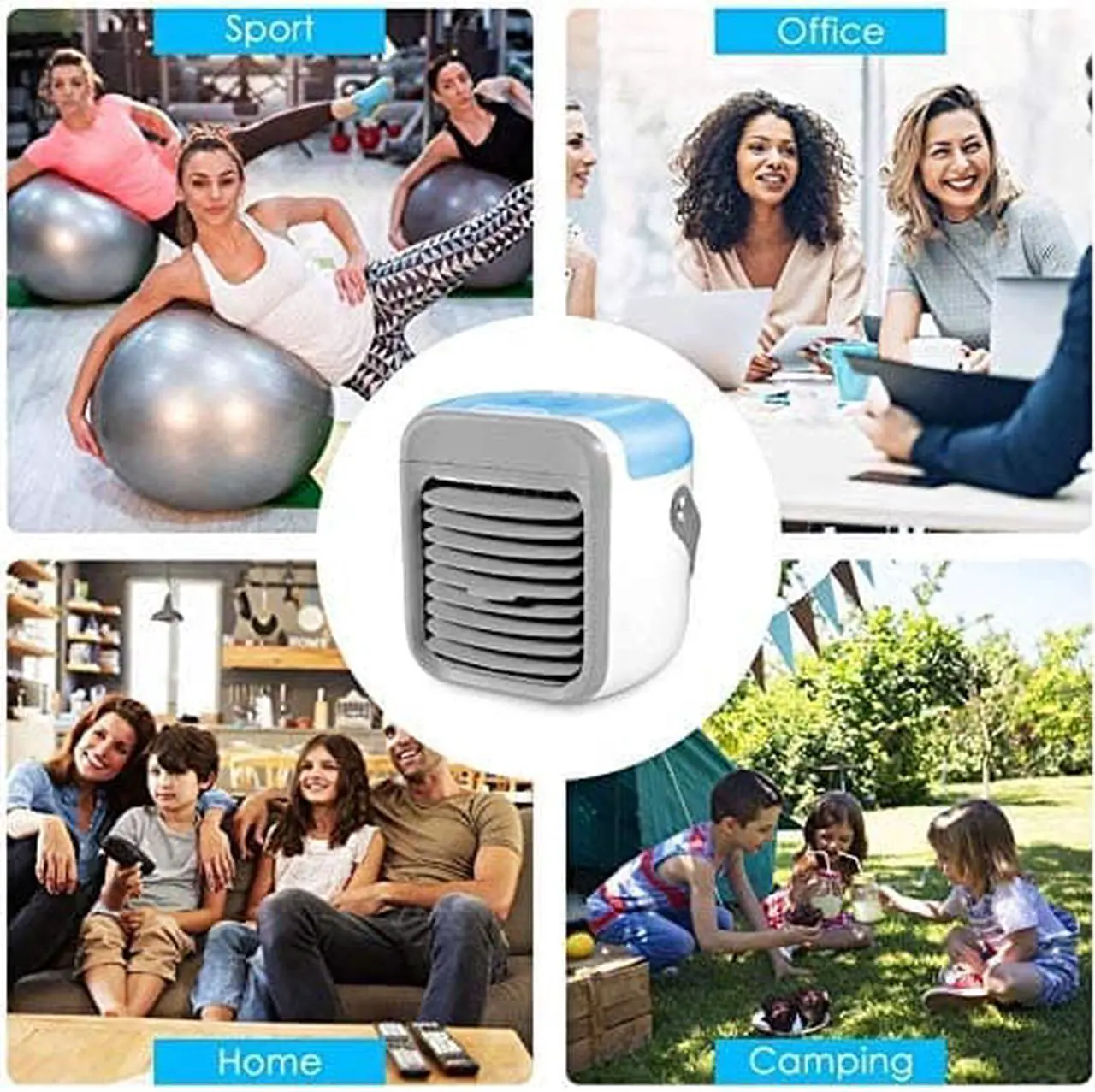 Alt view image 7 of 7 - Portable Air Conditioner, Personal Air Cooler 3-in-1 Air Conditioner, Compact Evaporative Cooler Air Humidifier, 3 Wind Speed Desktop Air Conditioner Fan, Suitable for Home/Office