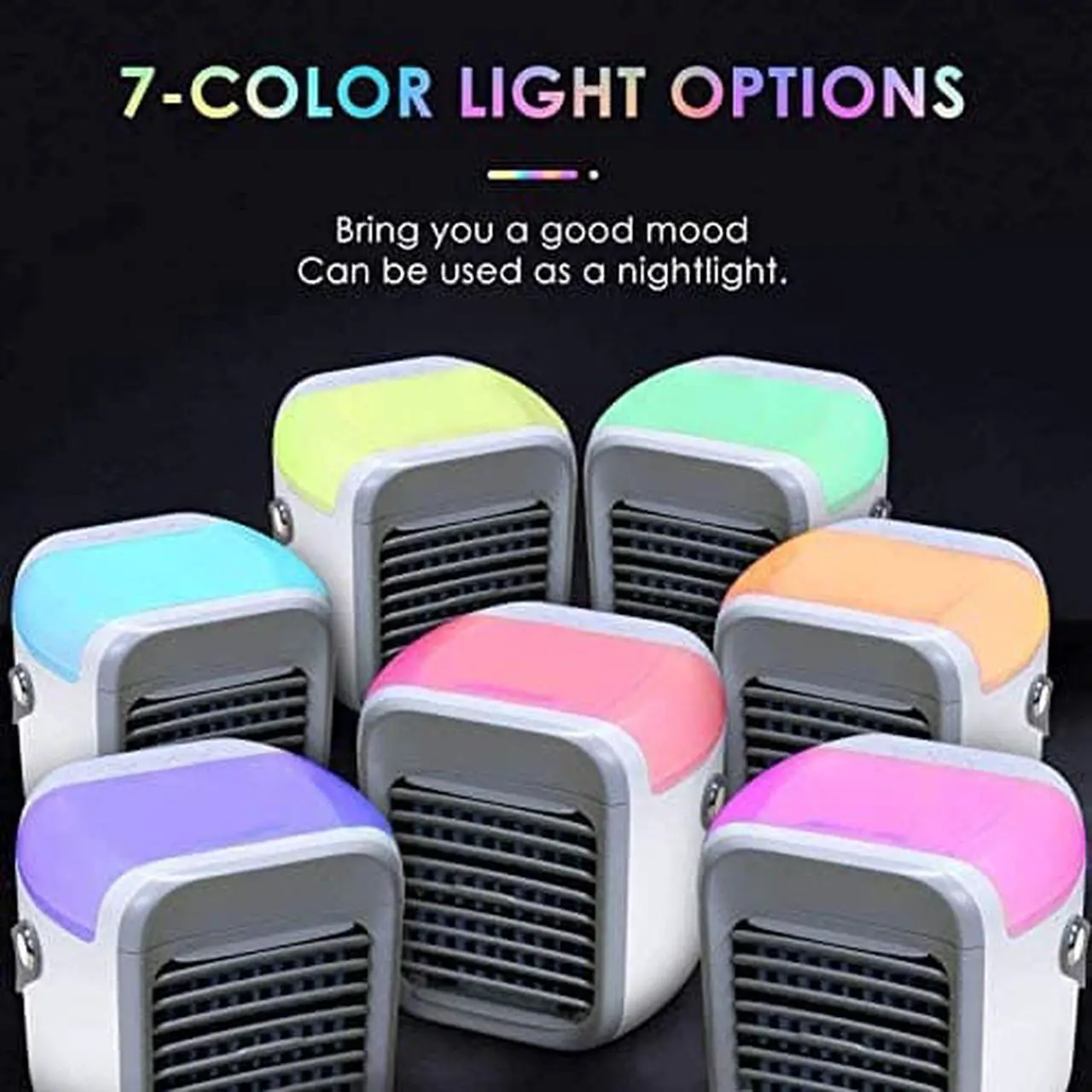 Alt view image 5 of 7 - Portable Air Conditioner, Personal Air Cooler 3-in-1 Air Conditioner, Compact Evaporative Cooler Air Humidifier, 3 Wind Speed Desktop Air Conditioner Fan, Suitable for Home/Office