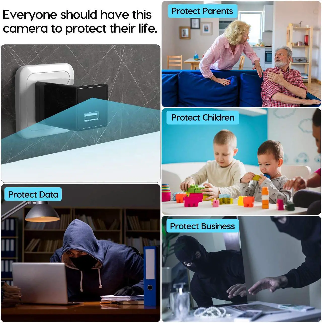 Alt view image 7 of 7 - Spy camera USB Phone charger 1080p HD hidden camera, WiFi Wireless wall plug USB Charger [Motion Detection, AC Adapter, Remote App Control] Nanny camera |Home, Kids, Baby, Pet monitoring cam