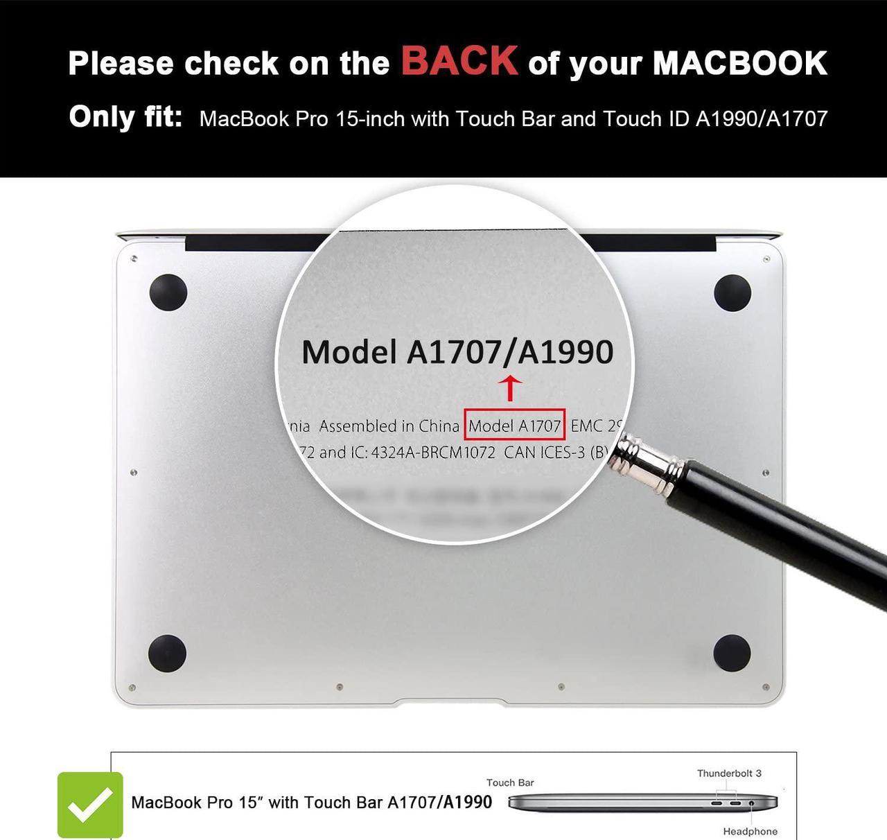Alt view image 2 of 7 - MacBook Pro 15 Case 2019 2018 2017 2016 Release A1990 A1707, Hard Case Shell Cover and Keyboard Cover for MacBook Pro 15" (2019/2018/2017/2016) with Touch Bar & Touch ID