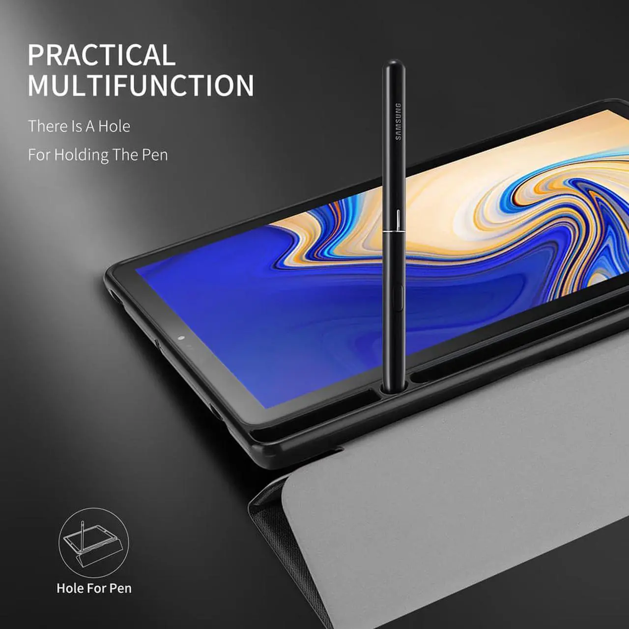 Alt view image 3 of 6 - Case for Samsung Galaxy Tab S4 10.5 Inch 2018 Tablet Model SM-T830 T835 T837 Cover with S Pen Holder Auto Sleep Wake