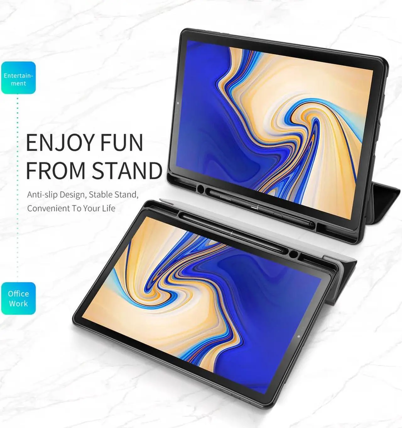 Alt view image 4 of 6 - Case for Samsung Galaxy Tab S4 10.5 Inch 2018 Tablet Model SM-T830 T835 T837 Cover with S Pen Holder Auto Sleep Wake