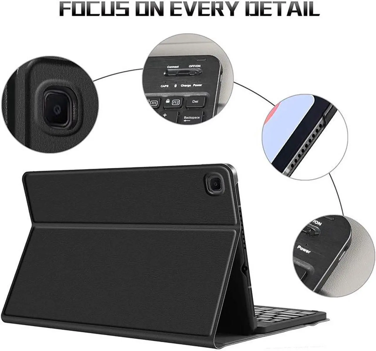 Alt view image 2 of 7 - Keyboard Case for Samsung Galaxy Tab S6 Lite 10.4 inch 2020 Model SM-P610 (Wi-Fi) SM-P615 (LTE), Soft TPU Back Cover with Pencil Holder Detachable Wireless Bluetooth Keyboard