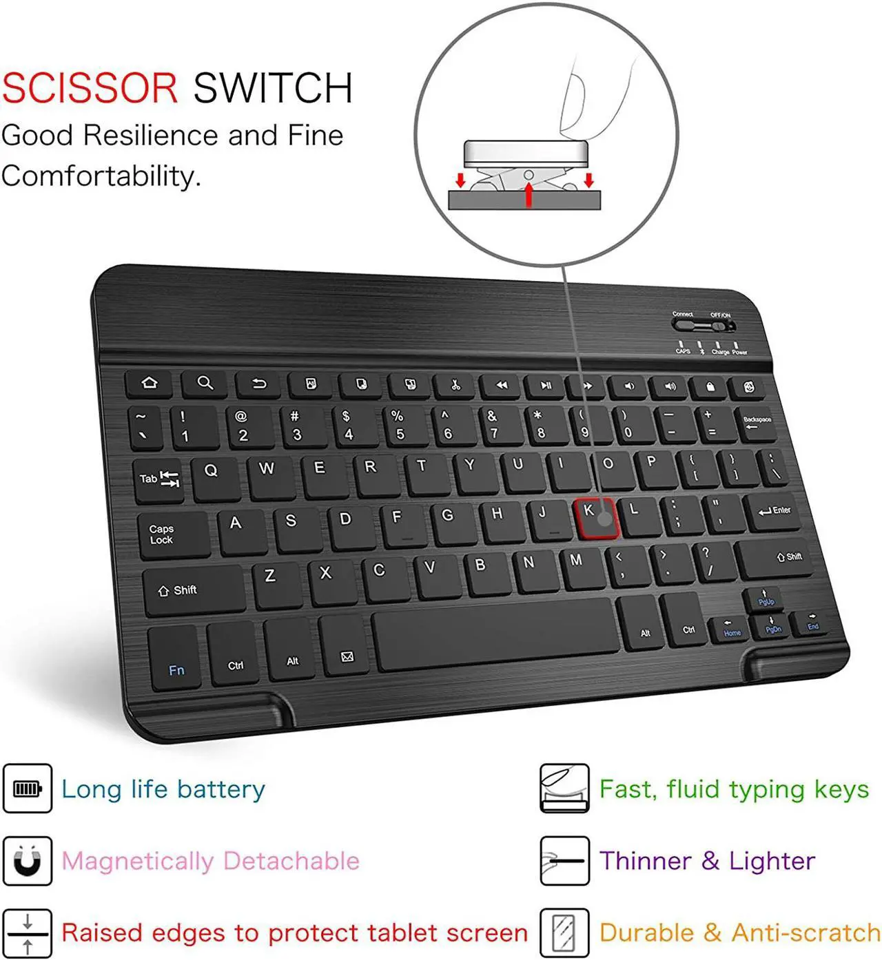 Alt view image 4 of 7 - Keyboard Case for Samsung Galaxy Tab S6 Lite 10.4 inch 2020 Model SM-P610 (Wi-Fi) SM-P615 (LTE), Soft TPU Back Cover with Pencil Holder Detachable Wireless Bluetooth Keyboard