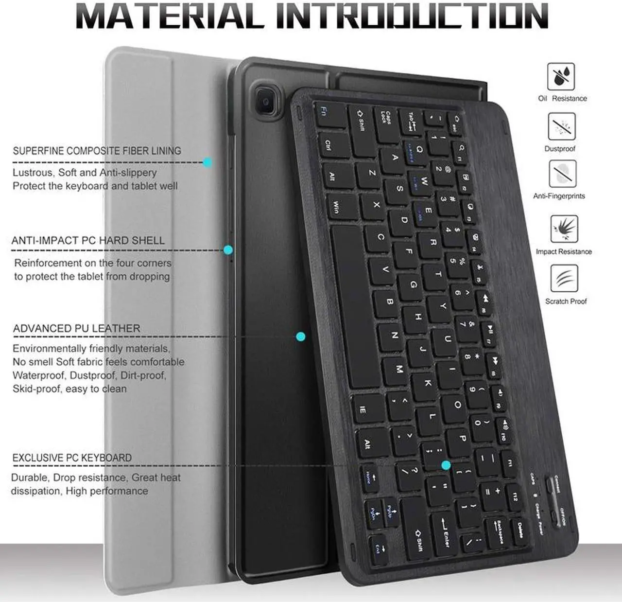 Alt view image 7 of 7 - Keyboard Case for Samsung Galaxy Tab S6 Lite 10.4 inch 2020 Model SM-P610 (Wi-Fi) SM-P615 (LTE), Soft TPU Back Cover with Pencil Holder Detachable Wireless Bluetooth Keyboard