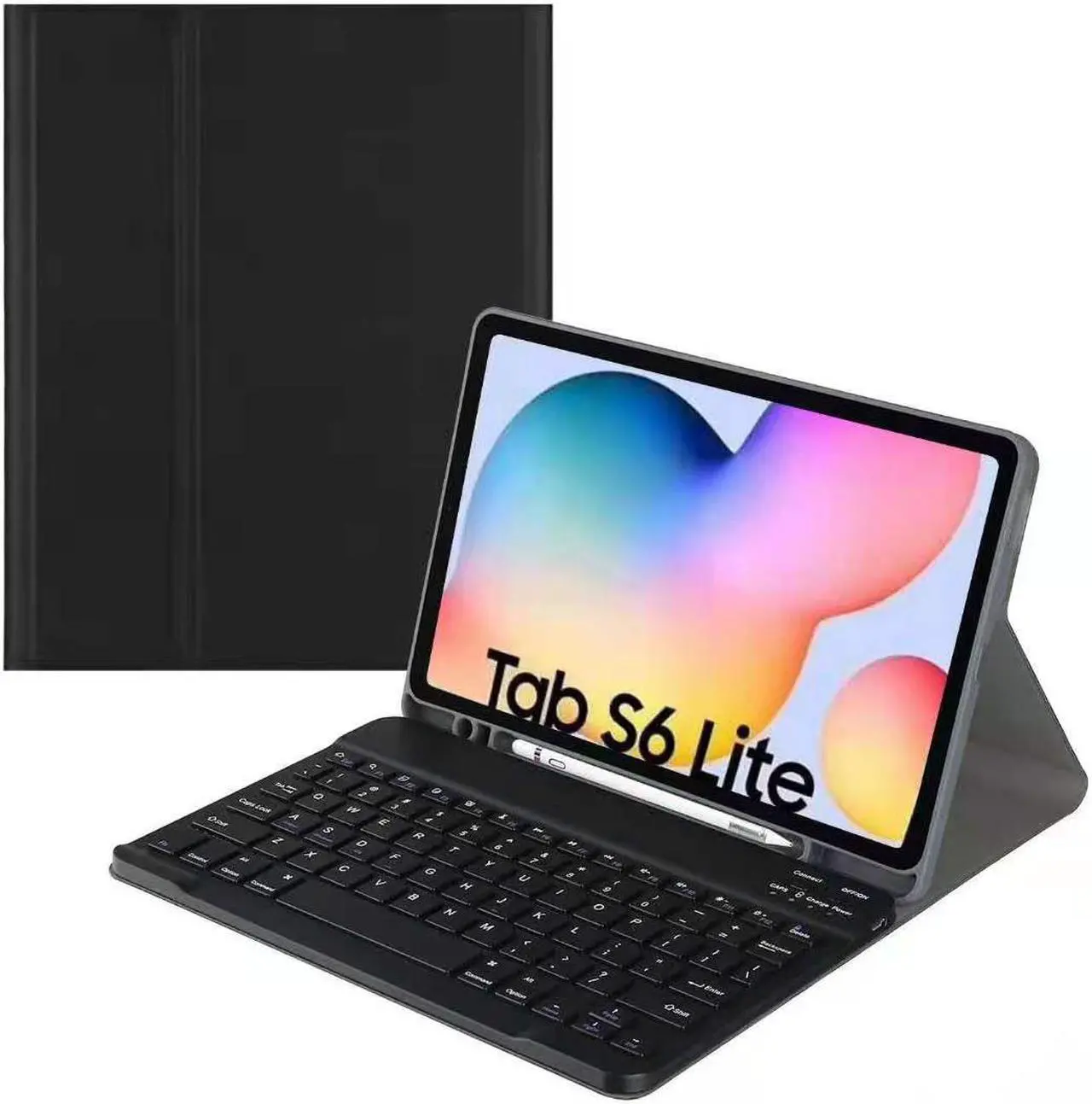 Main image of Keyboard Case for Samsung Galaxy Tab S6 Lite 10.4 inch 2020 Model SM-P610 (Wi-Fi) SM-P615 (LTE), Soft TPU Back Cover with Pencil Holder Detachable Wireless Bluetooth Keyboard