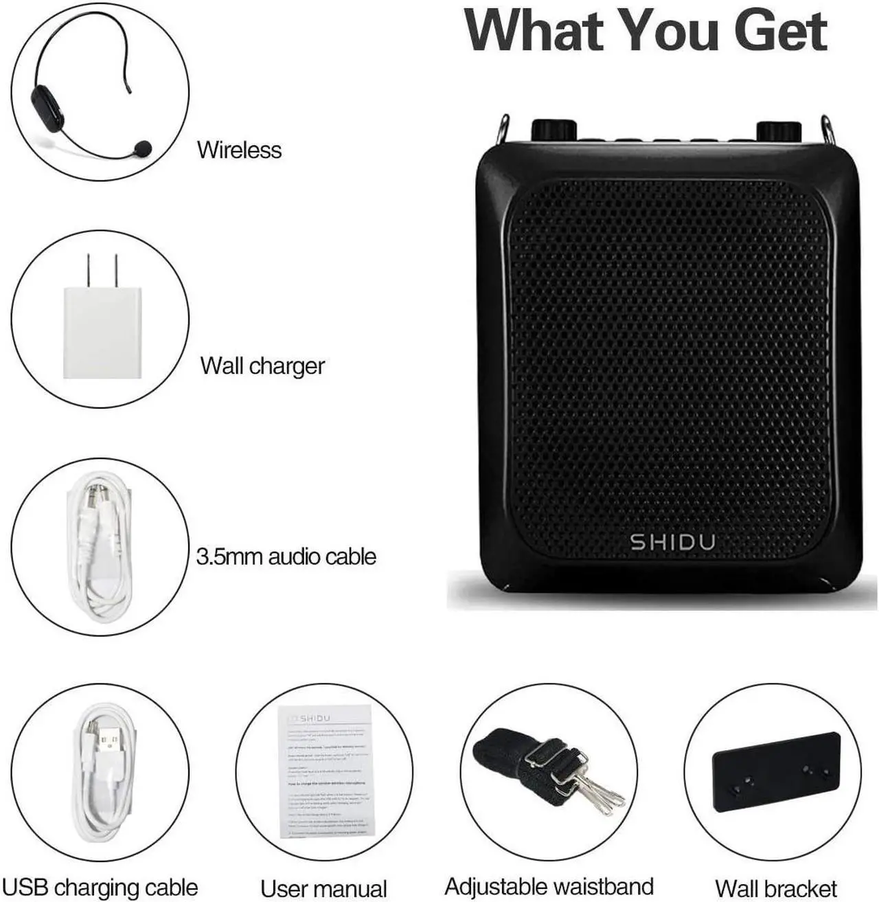 Alt view image 6 of 7 - Wireless Voice Amplifier, Protable 25W High Power PA System with UHF Headset Microphone and Speaker, Multifunction Bluetooth Speakers Megaphone for Outdoor, Teachers, Classroom, Tour Guide, Fitness