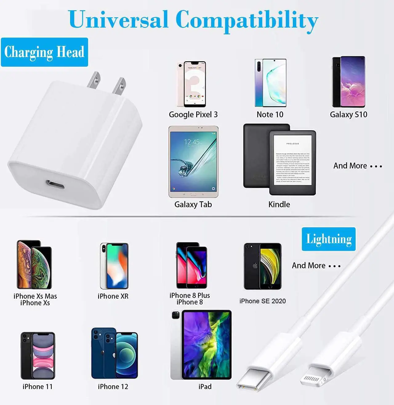 Alt view image 7 of 7 - [Apple MFi Certified] iPhone Fast Charger, GEONAV 20W Power Delivery Type C Rapid Wall Charger Travel Plug & 6FT USB C to Lightning Quick Charge Data Sync Cord for iPhone 12/11/XS/XR/X 8/iPad/AirPods