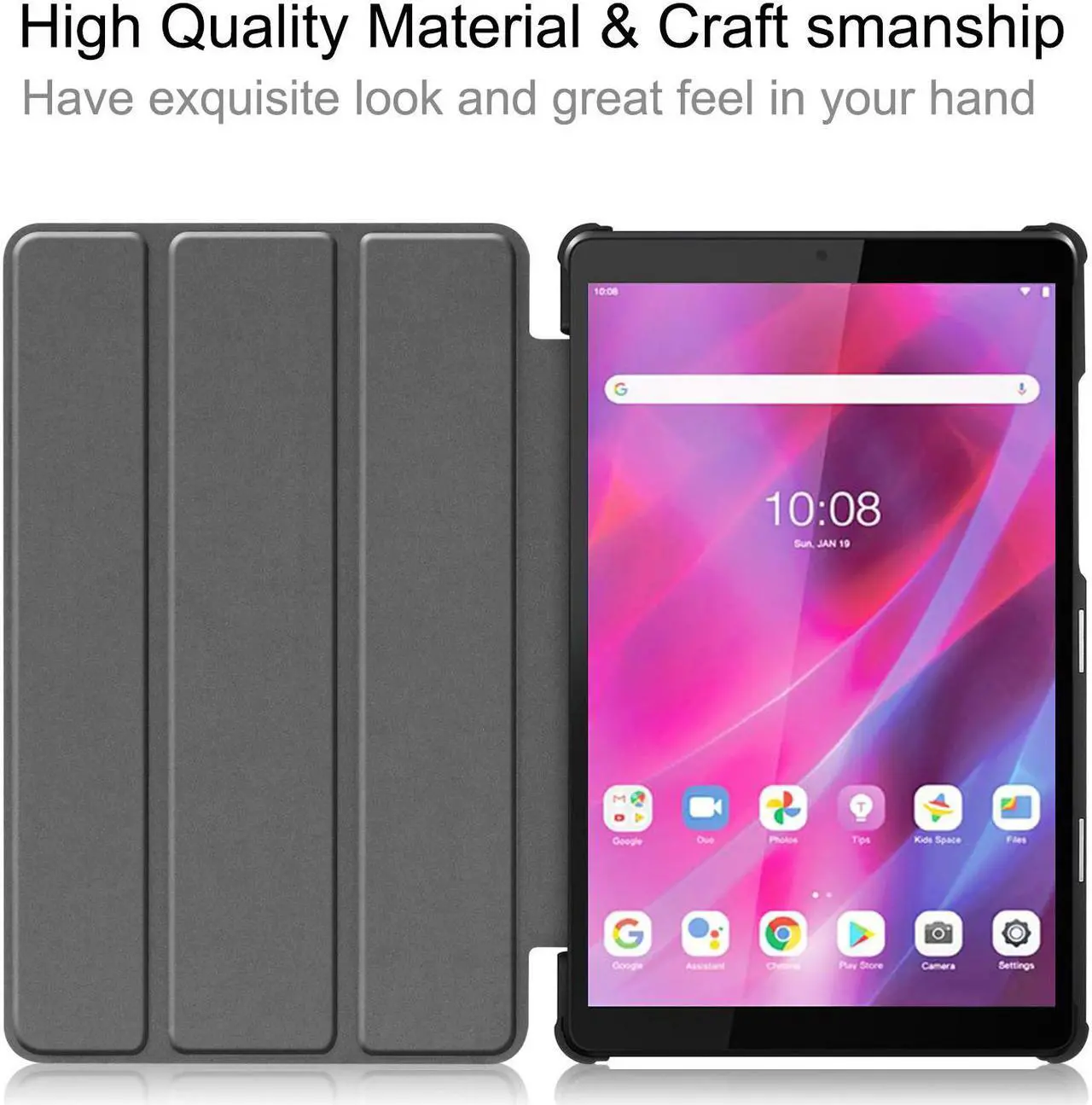 Alt view image 2 of 7 - Lenovo Tab M8 / Tab M8 HD LTE/Smart Tab M8 / Tab M8 FHD Case, Trifold Stand Slim Lightweight Case Cover for Lenovo Tab M8 3rd Gen TB-8506F / TB-8506X / TB-8505F / TB-8505X / TB-8705F/ TB-8505FS Gray