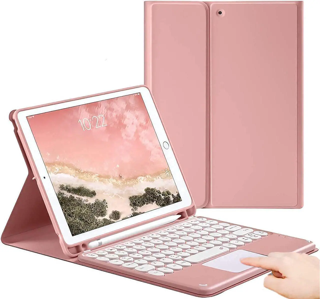 Main image of iPad 9.7 Keyboard Case for iPad 2018 (6th Gen) - iPad 2017 (5th Gen) - iPad Pro 9.7 - iPad Air 2&1-Touchpad Detachable Keyboard with Pencil Holder -Slim Leather Folio Smart Cover