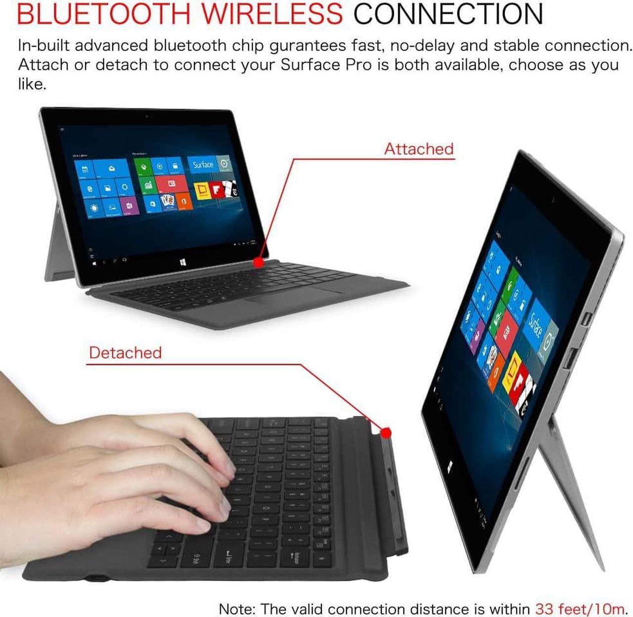 Alt view image 3 of 7 - Type Cover for Microsoft Surface Pro 7 Plus / Pro 7 / Pro 5 / Pro 4 / Por 3, [7-Color Backlit] Wireless Bluetooth Keyboard with Rechargeable Battery/Trackpad, Auto Sleep/Wake