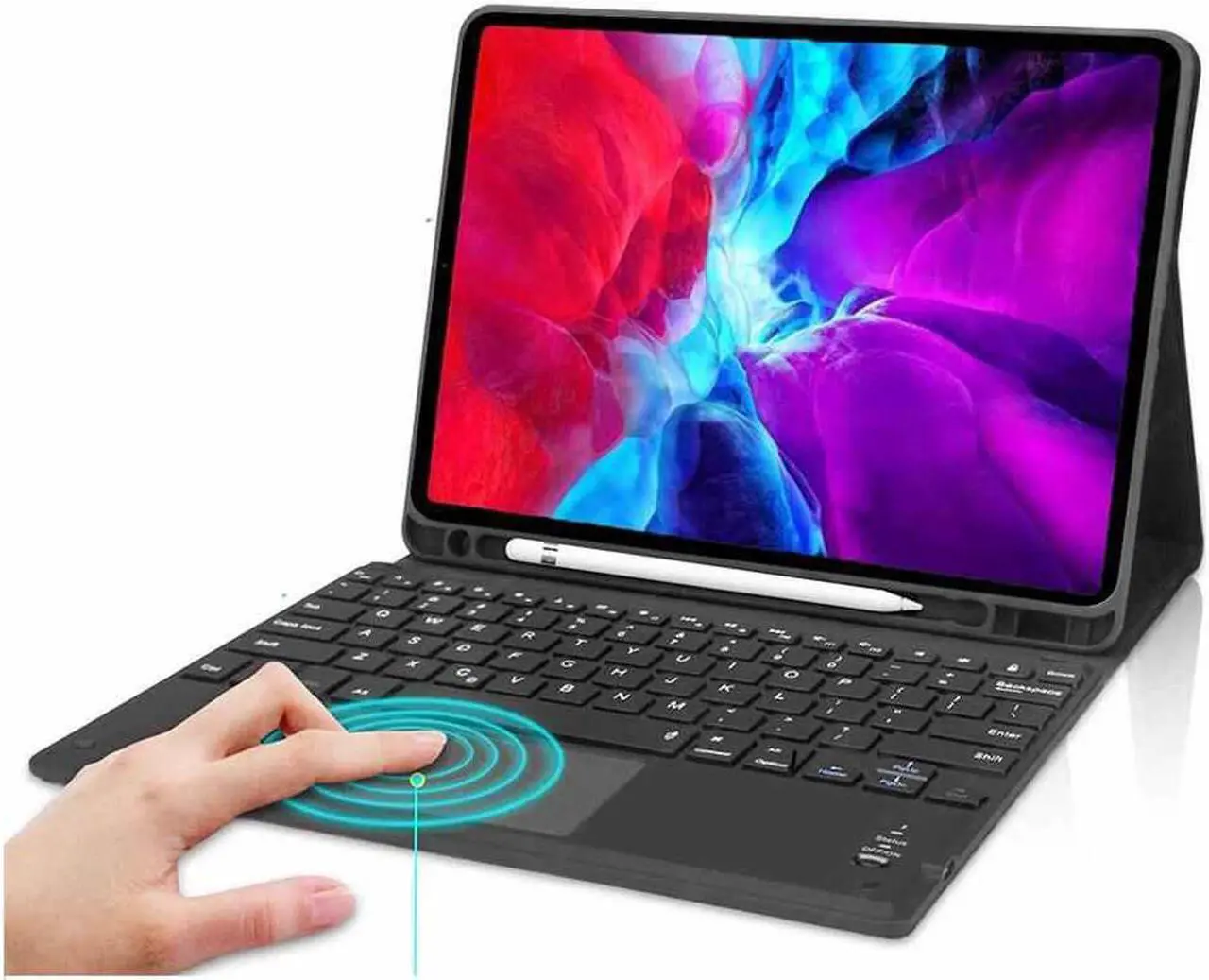 Main image of Bluetooth Keyboard Case with Trackpad for iPad Pro 12.9 inch 2017 2015 (Old Model, 2nd & 1st Generation) Removable Wireless Keyboard with Leather Cover / Pencil Holder