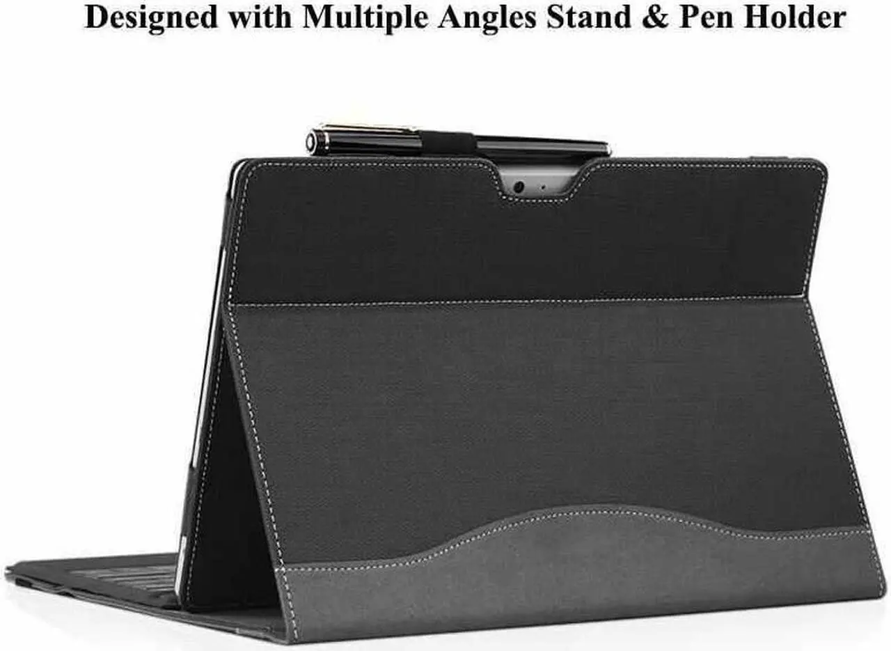 Alt view image 3 of 7 - Protective Case for Microsoft Surface Go 3 2021 / Surface Go 2 2020 / Surface Go 2018 - Multi-Angle Portfolio Business Cover with Pen Holder, Compatible with Type Cover Keyboard