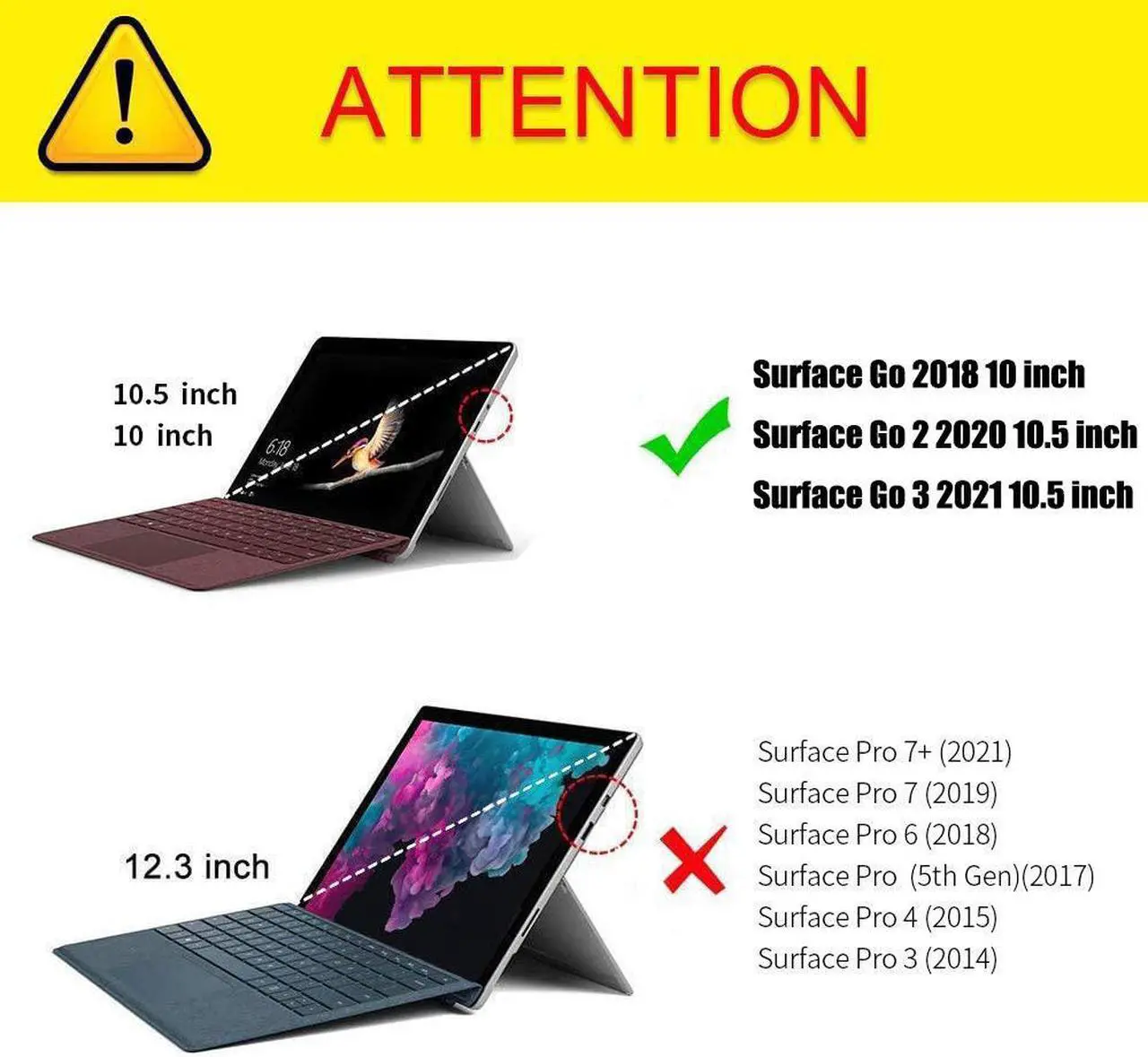 Alt view image 2 of 7 - Protective Case for Microsoft Surface Go 3 2021 / Surface Go 2 2020 / Surface Go 2018 - Multi-Angle Portfolio Business Cover with Pen Holder, Compatible with Type Cover Keyboard