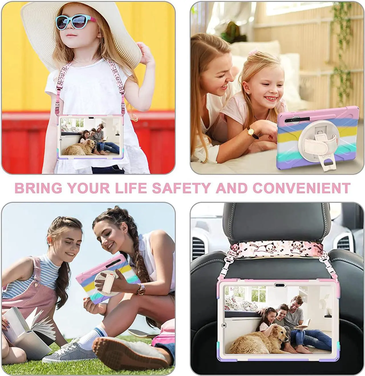 Alt view image 5 of 7 - Galaxy Tab S7 Plus 12.4 Case 2020 with Pencil Holder, Stand, Hand Strap, Shoulder Belt, Shockproof Cover for Samsung Galaxy Tab S7 Plus 2020 12.4 inch Model SM-T970 T975 T976