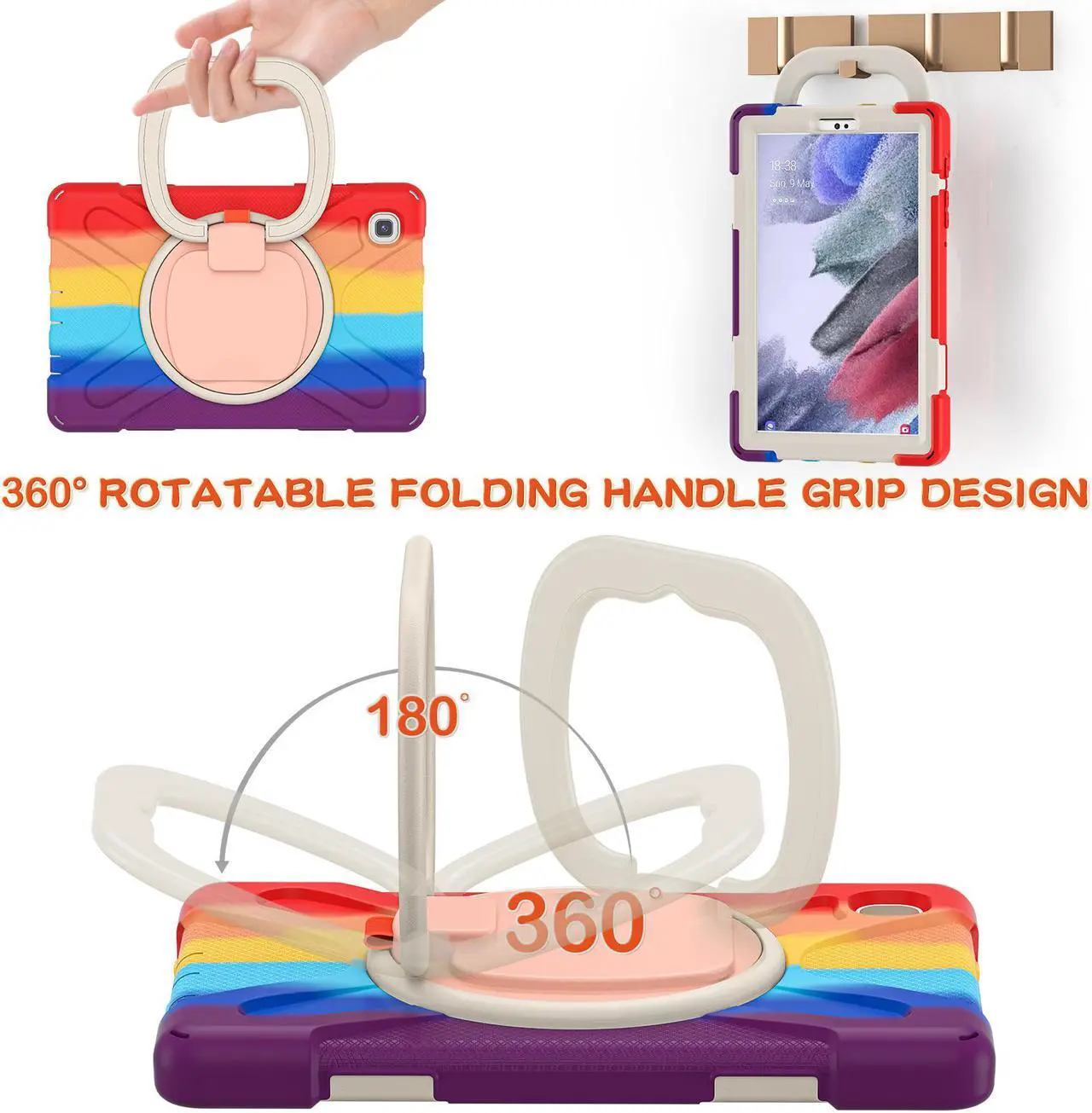 Alt view image 2 of 7 - Samsung Galaxy Tab A7 Lite Case 2021, Heavy Duty Rugged Silicone Case with Handle Grip, Shoulder Strap, Stable Kickstand for Galaxy Tab A7 Lite 8.7 inch Tablet 2021 SM-T220/SM-T225/SM-T227