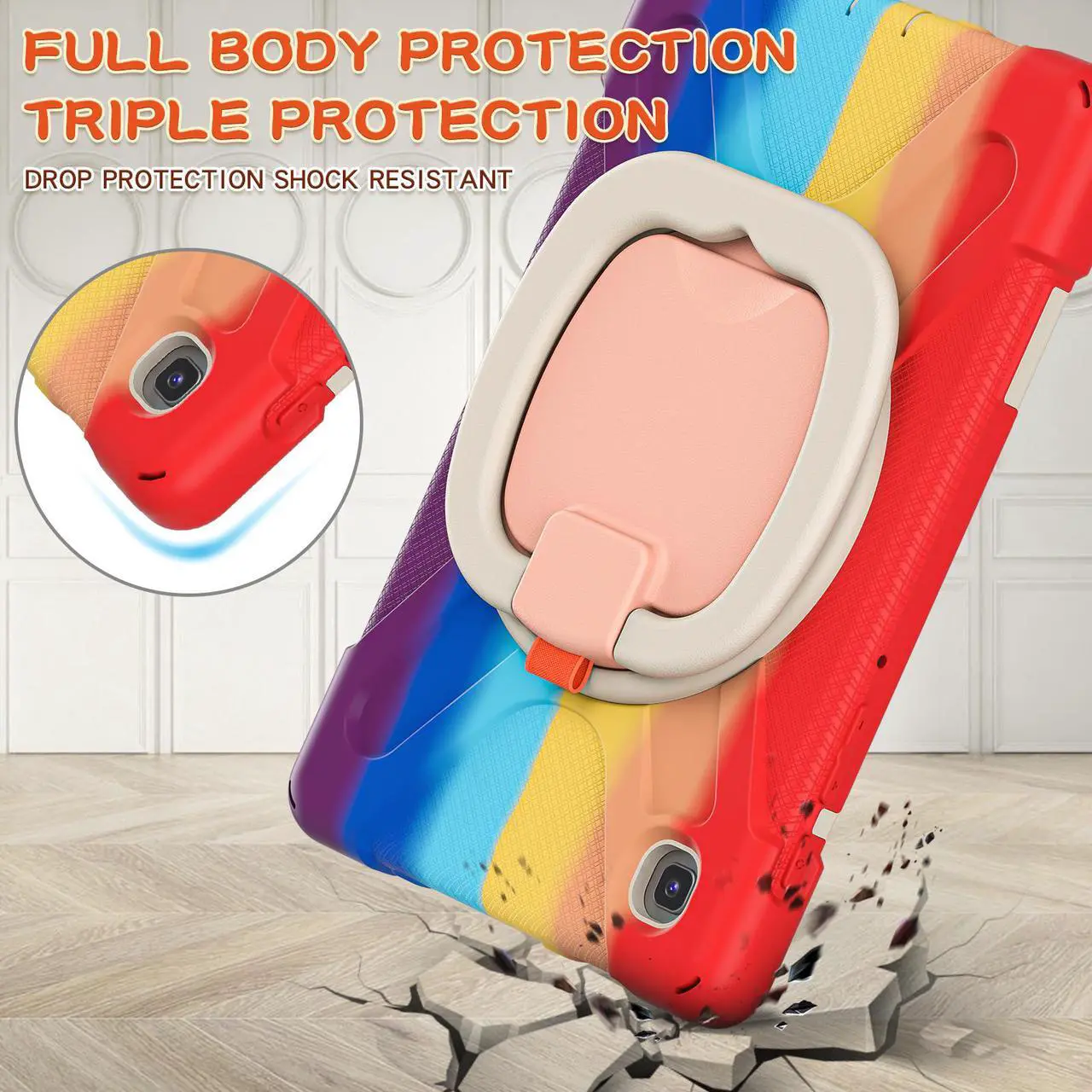 Alt view image 5 of 7 - Samsung Galaxy Tab A7 Lite Case 2021, Heavy Duty Rugged Silicone Case with Handle Grip, Shoulder Strap, Stable Kickstand for Galaxy Tab A7 Lite 8.7 inch Tablet 2021 SM-T220/SM-T225/SM-T227