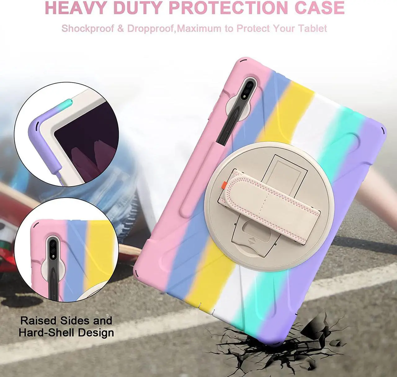 Alt view image 7 of 7 - Galaxy Tab S7 Plus 12.4 Case 2020 with Pencil Holder, Stand, Hand Strap, Shoulder Belt, Shockproof Cover for Samsung Galaxy Tab S7 Plus 2020 12.4 inch Model SM-T970 T975 T976