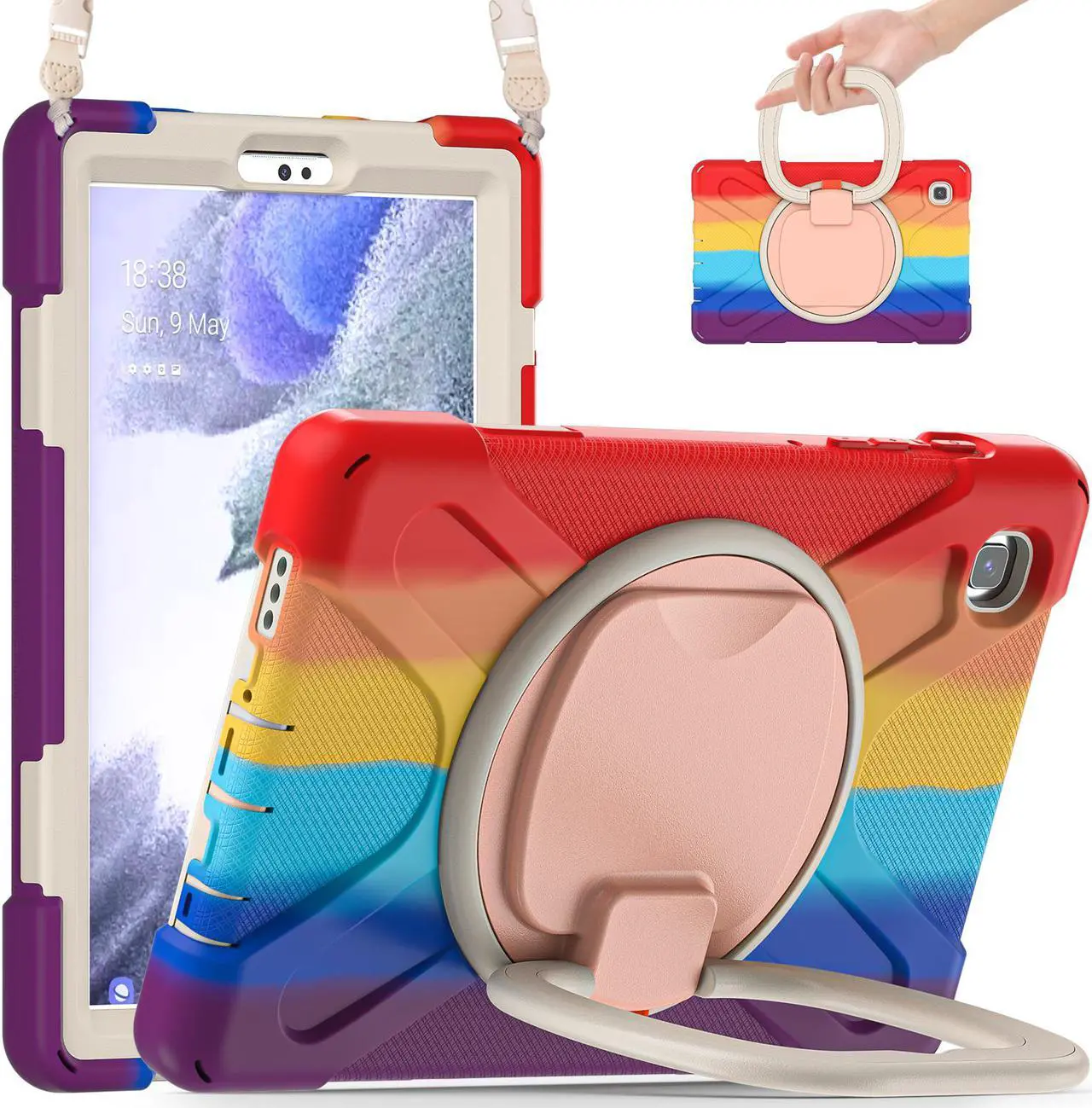 Main image of Samsung Galaxy Tab A7 Lite Case 2021, Heavy Duty Rugged Silicone Case with Handle Grip, Shoulder Strap, Stable Kickstand for Galaxy Tab A7 Lite 8.7 inch Tablet 2021 SM-T220/SM-T225/SM-T227