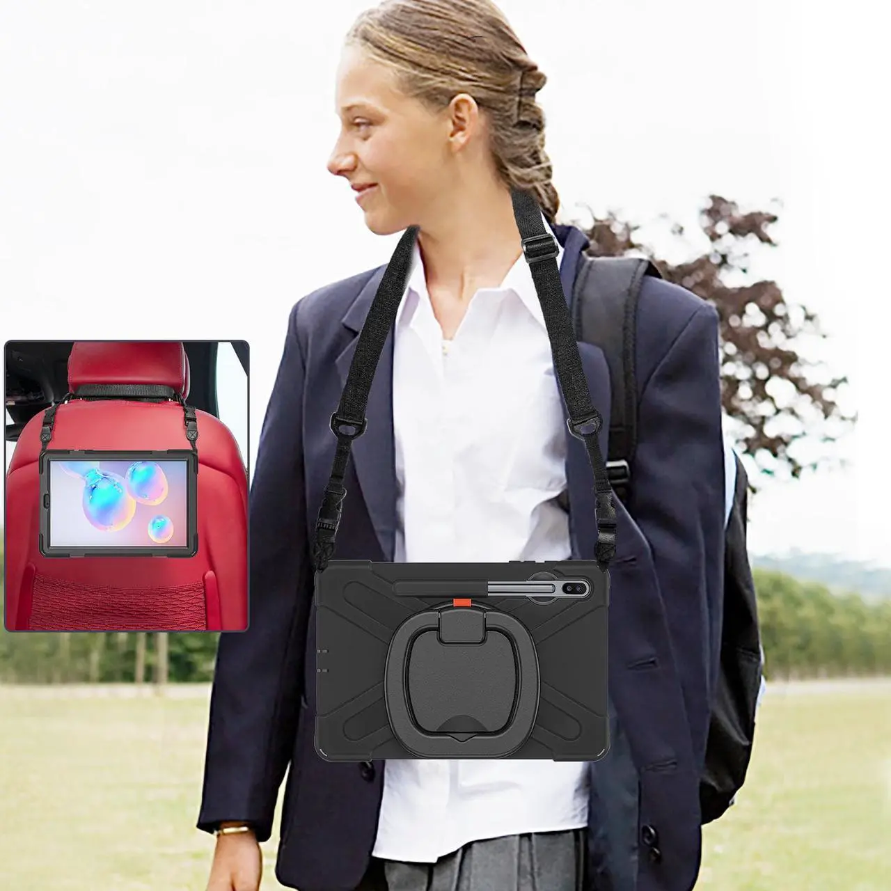 Alt view image 7 of 7 - Galaxy Tab S6 10.5 Case, Heavy Duty Shockproof Protective Case with 360 Rotate Hand Strap/Kickstand for Samsung Galaxy Tab S6 10.5 Inch 2019 Release SM-T860/T865/T867