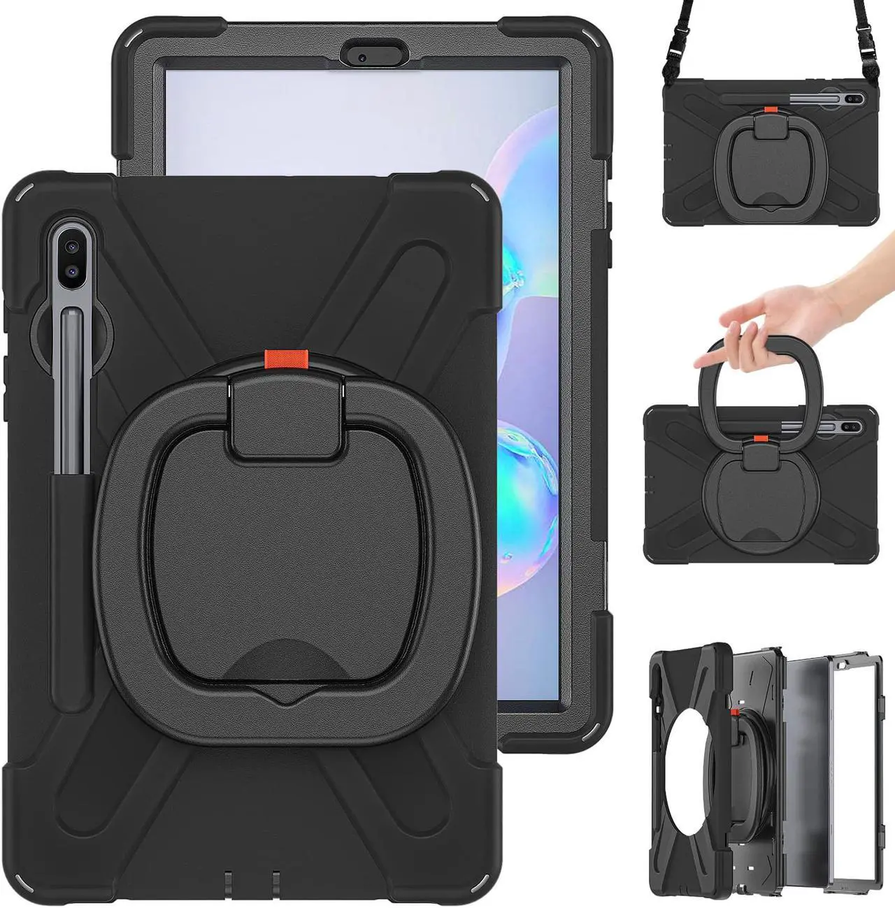 Alt view image 6 of 7 - Galaxy Tab S6 10.5 Case, Heavy Duty Shockproof Protective Case with 360 Rotate Hand Strap/Kickstand for Samsung Galaxy Tab S6 10.5 Inch 2019 Release SM-T860/T865/T867