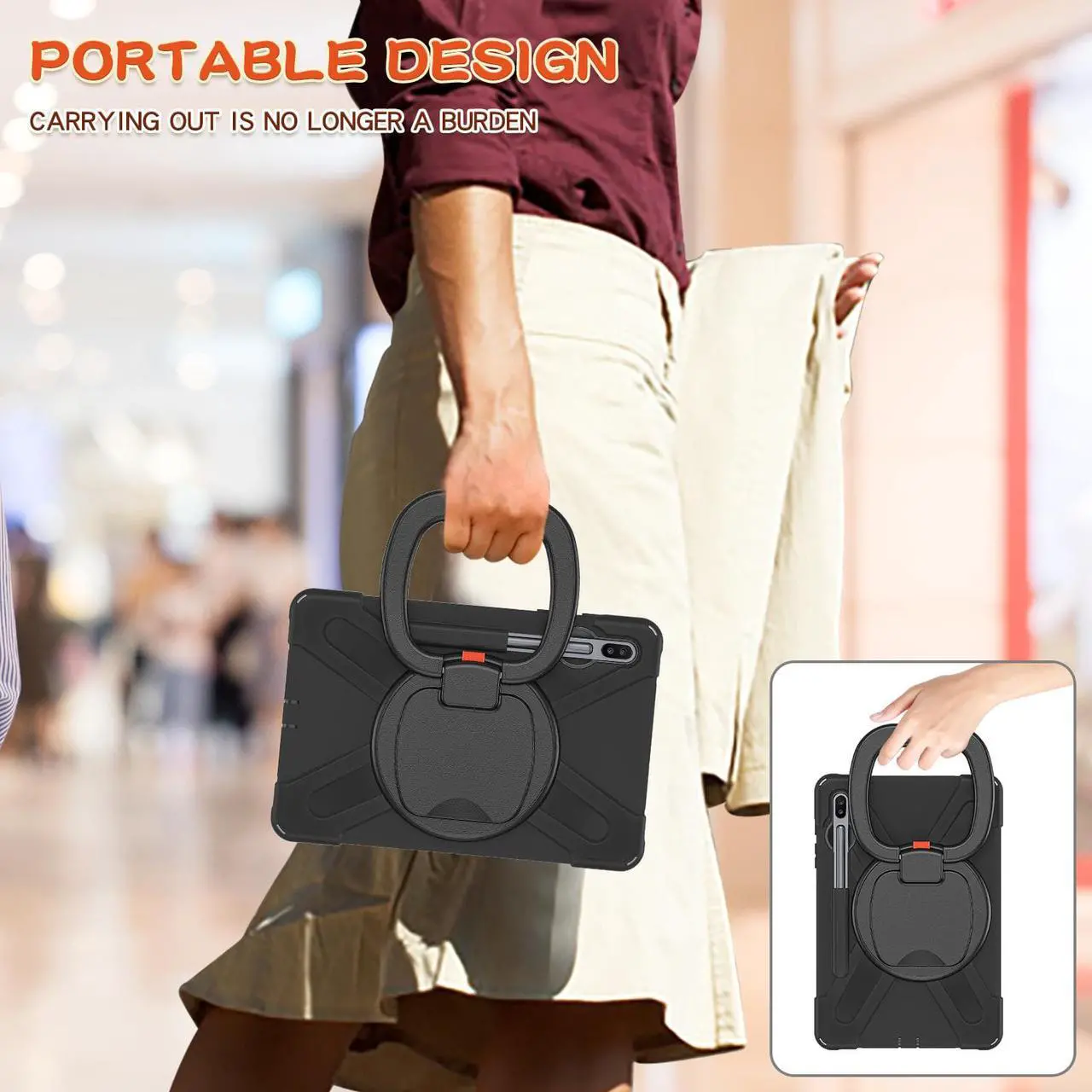 Alt view image 5 of 7 - Galaxy Tab S6 10.5 Case, Heavy Duty Shockproof Protective Case with 360 Rotate Hand Strap/Kickstand for Samsung Galaxy Tab S6 10.5 Inch 2019 Release SM-T860/T865/T867