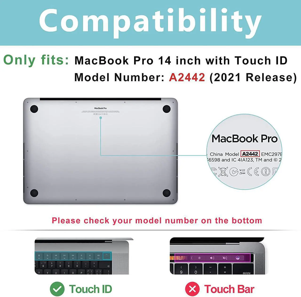 Alt view image 2 of 7 - MacBook Pro 14 Inch Case 2021 Model A2442 with M1 Pro / Max Chip, Hard Case Shell Cover and Keyboard Skin Cover for 14 Inch MacBook Pro 2021 with Touch ID