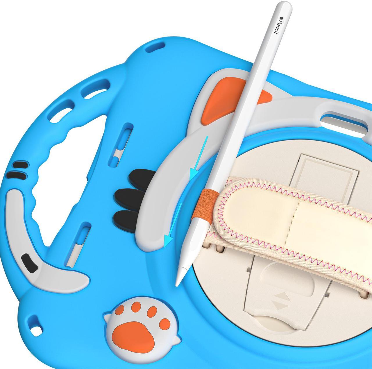 Alt view image 4 of 7 - Kids Case for Apple iPad Mini 6 8.3 Inch 2021, Silicone Shockproof Protective Cover with Pencil Holder Handle Grip Hand Strap Kickstand Shoulder Strap for iPad Mini 6th Generation