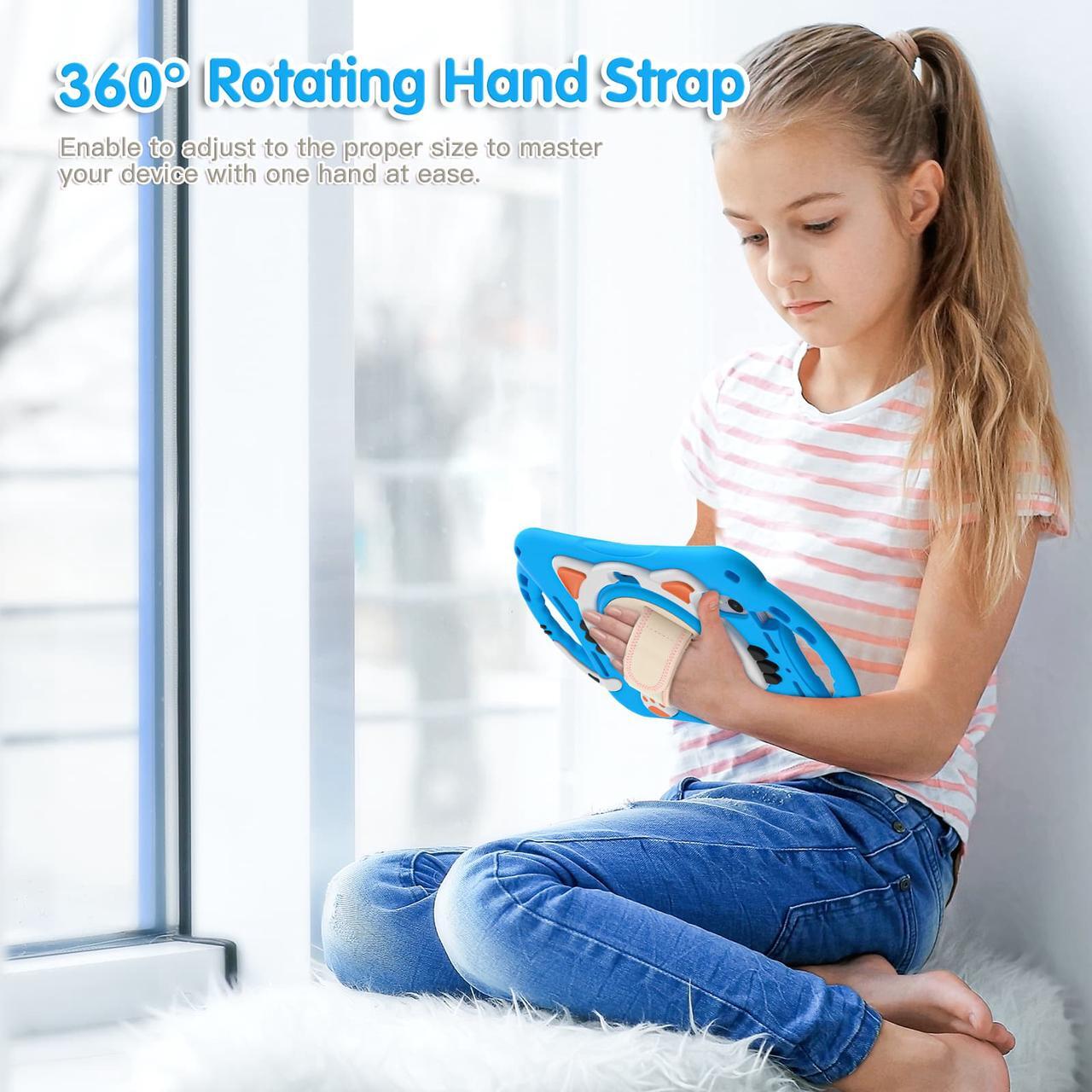 Alt view image 5 of 7 - Kids Case for Apple iPad Mini 6 8.3 Inch 2021, Silicone Shockproof Protective Cover with Pencil Holder Handle Grip Hand Strap Kickstand Shoulder Strap for iPad Mini 6th Generation